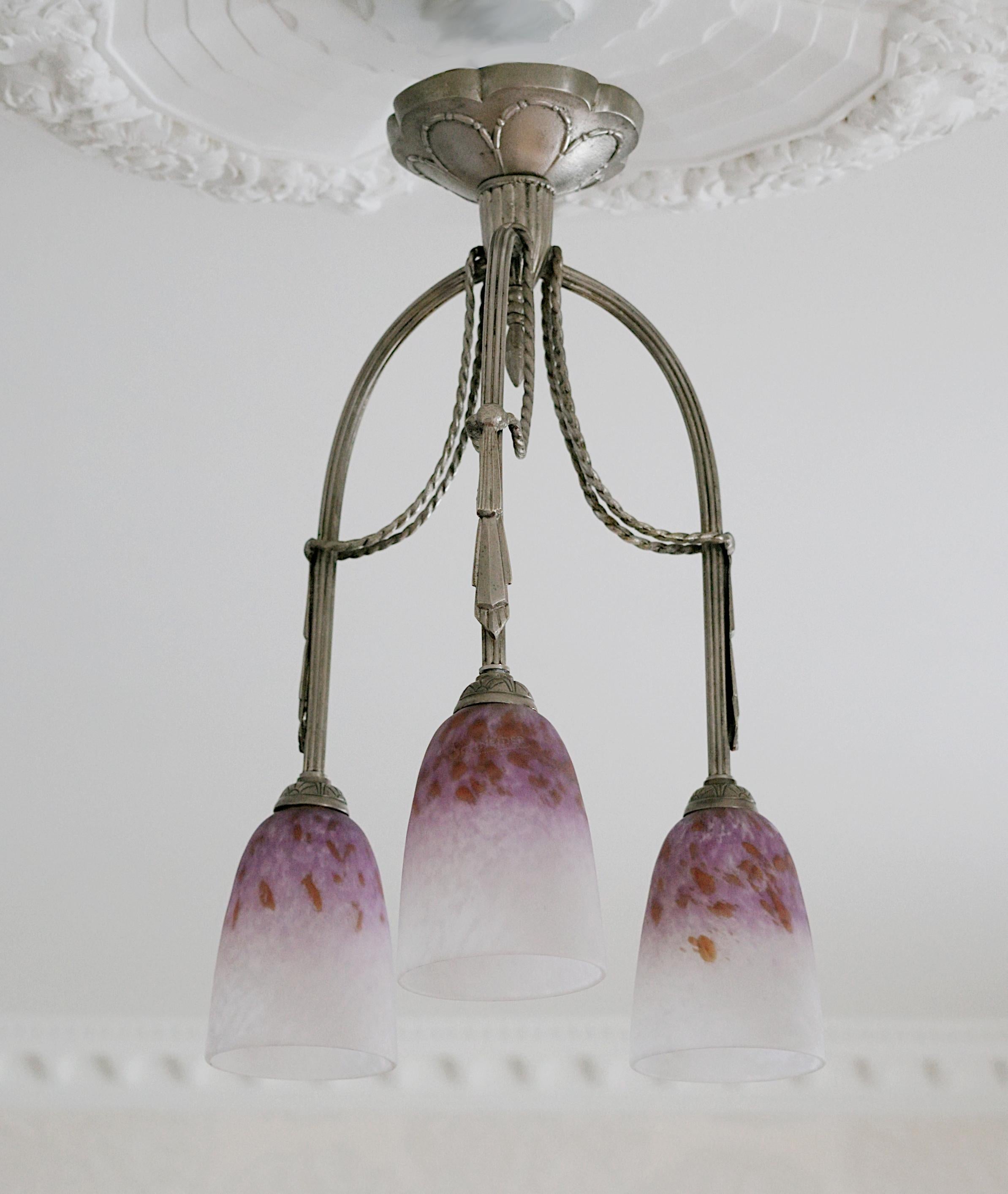 Francese Charles Schneider Raro lampadario Art Deco, 1920 in vendita