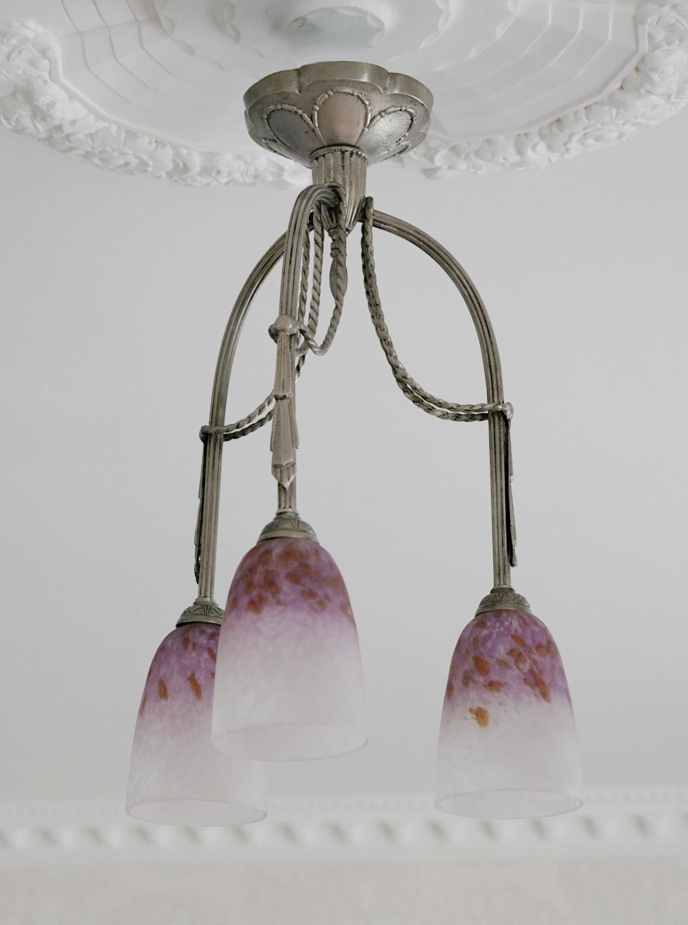 Inizio XX secolo Charles Schneider Raro lampadario Art Deco, 1920 in vendita