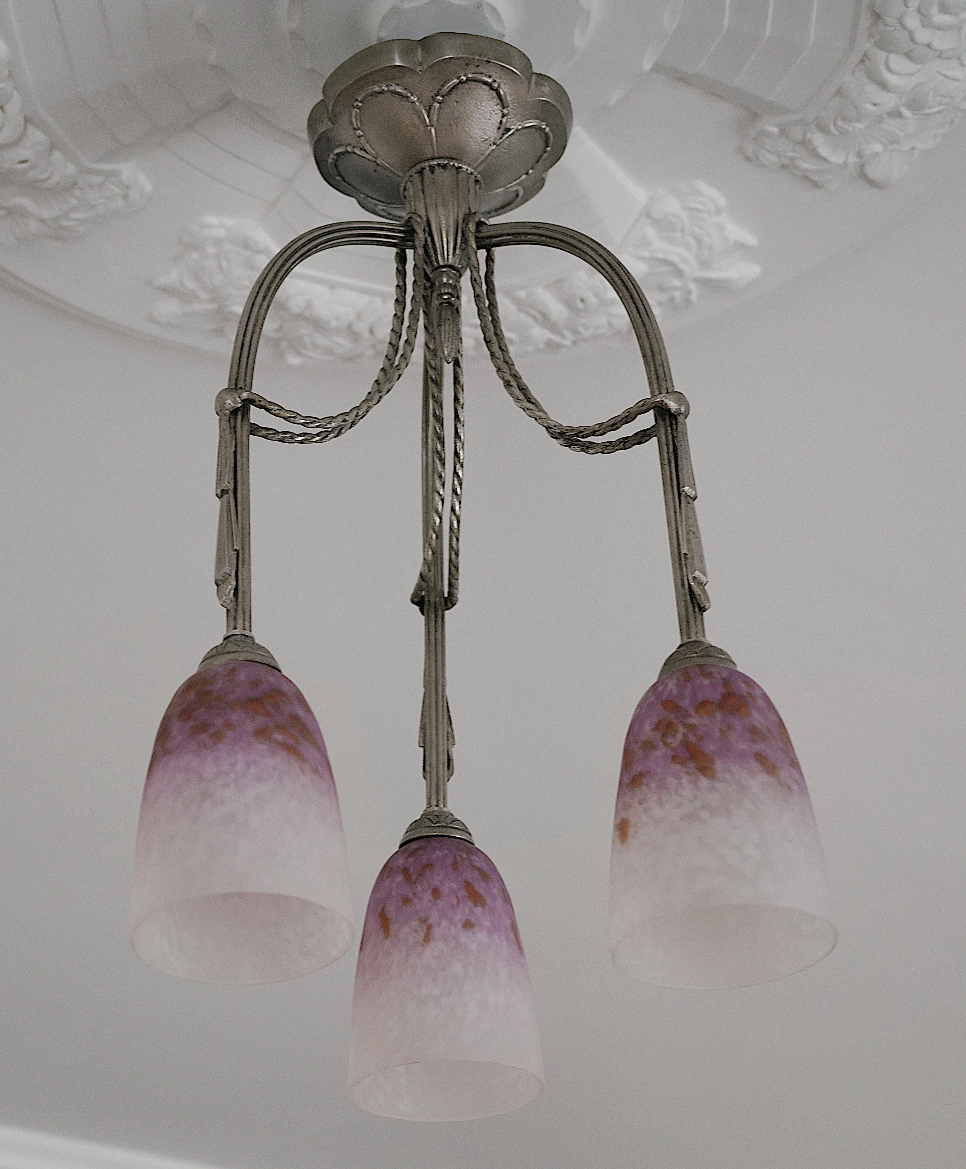 Charles Schneider Raro lampadario Art Deco, 1920 in vendita 1