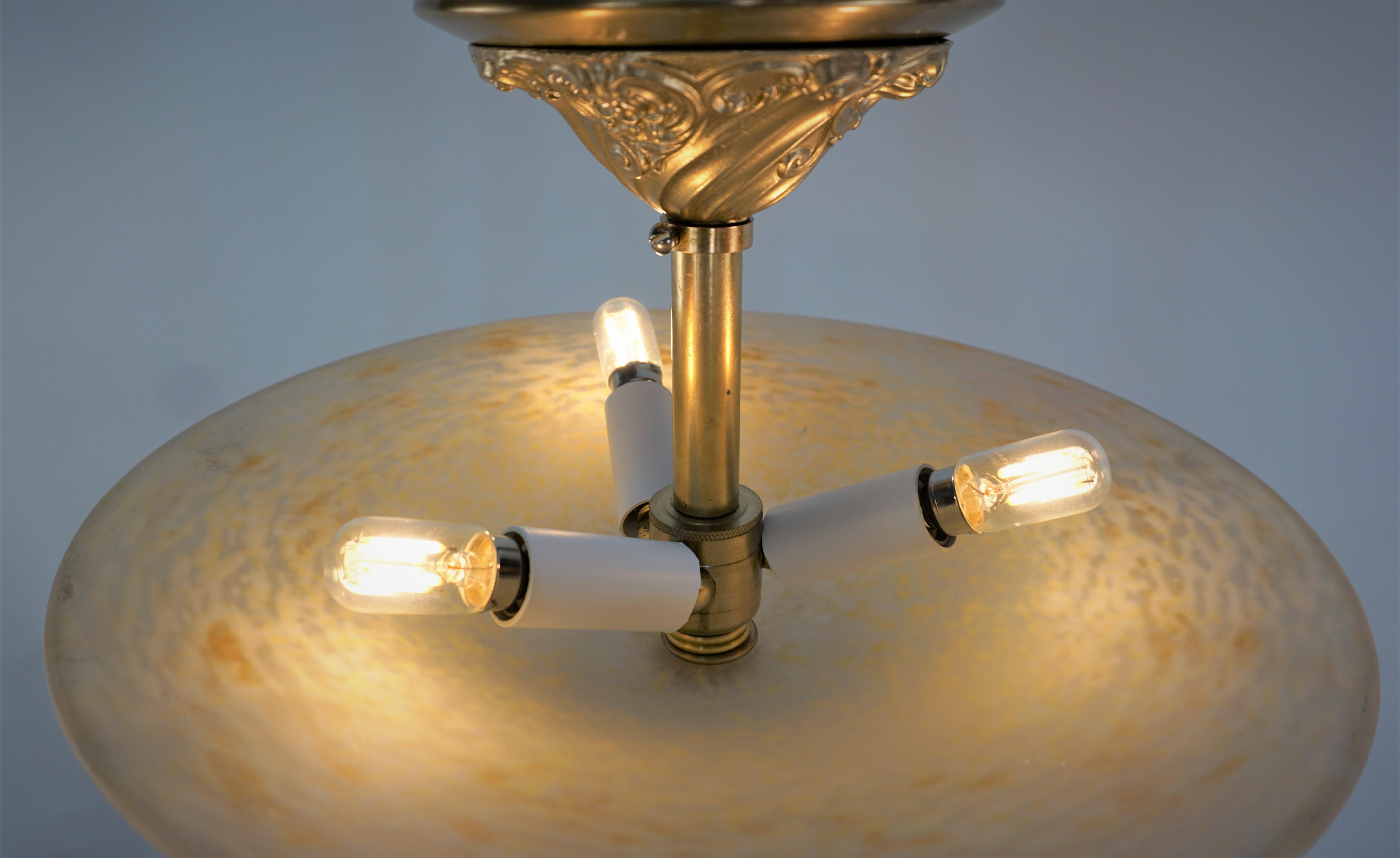 Art Deco Charles Schneider Semi Flush mount chandelier