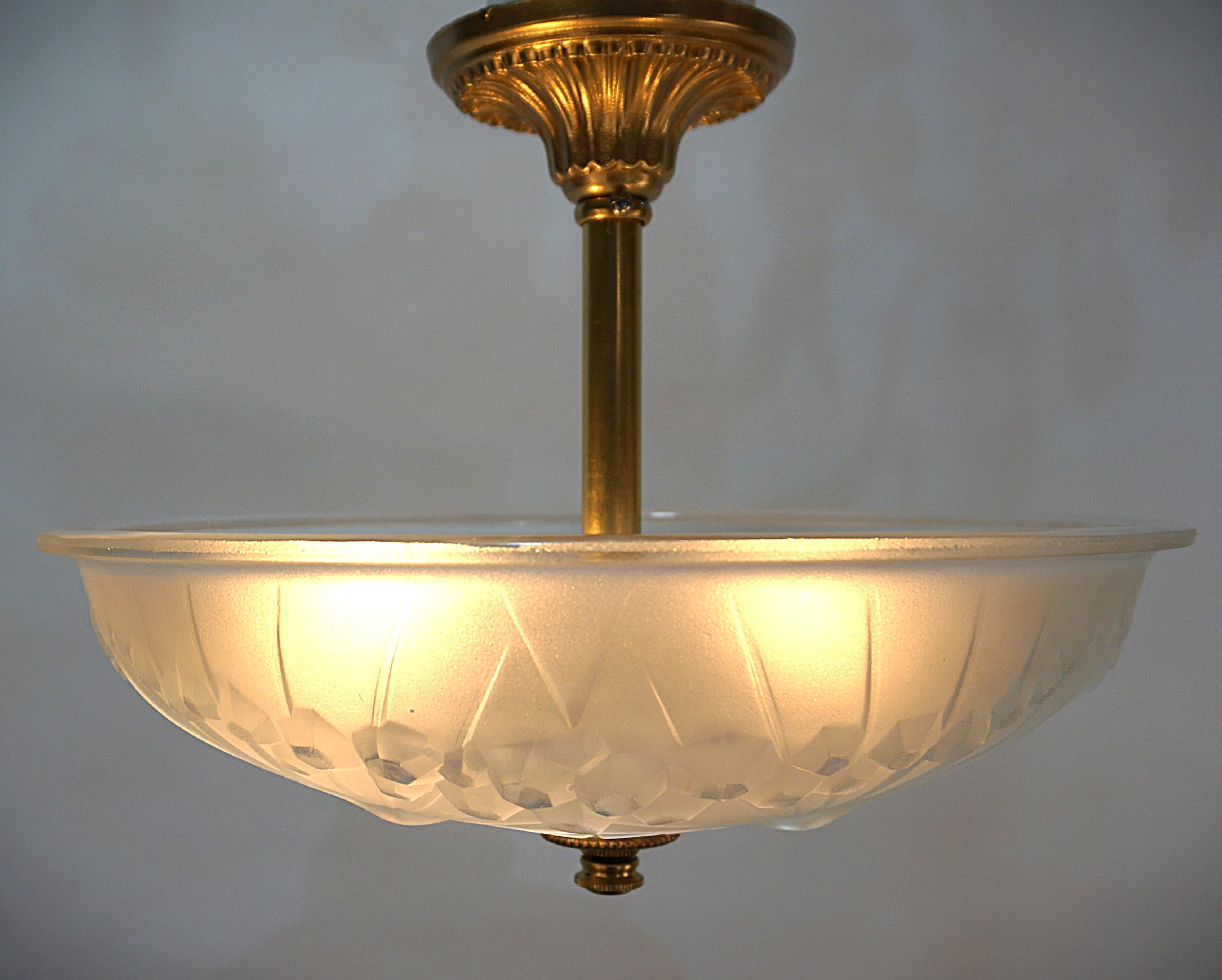 Art Deco Charles Schneider Semi Flush Mount Chandelier