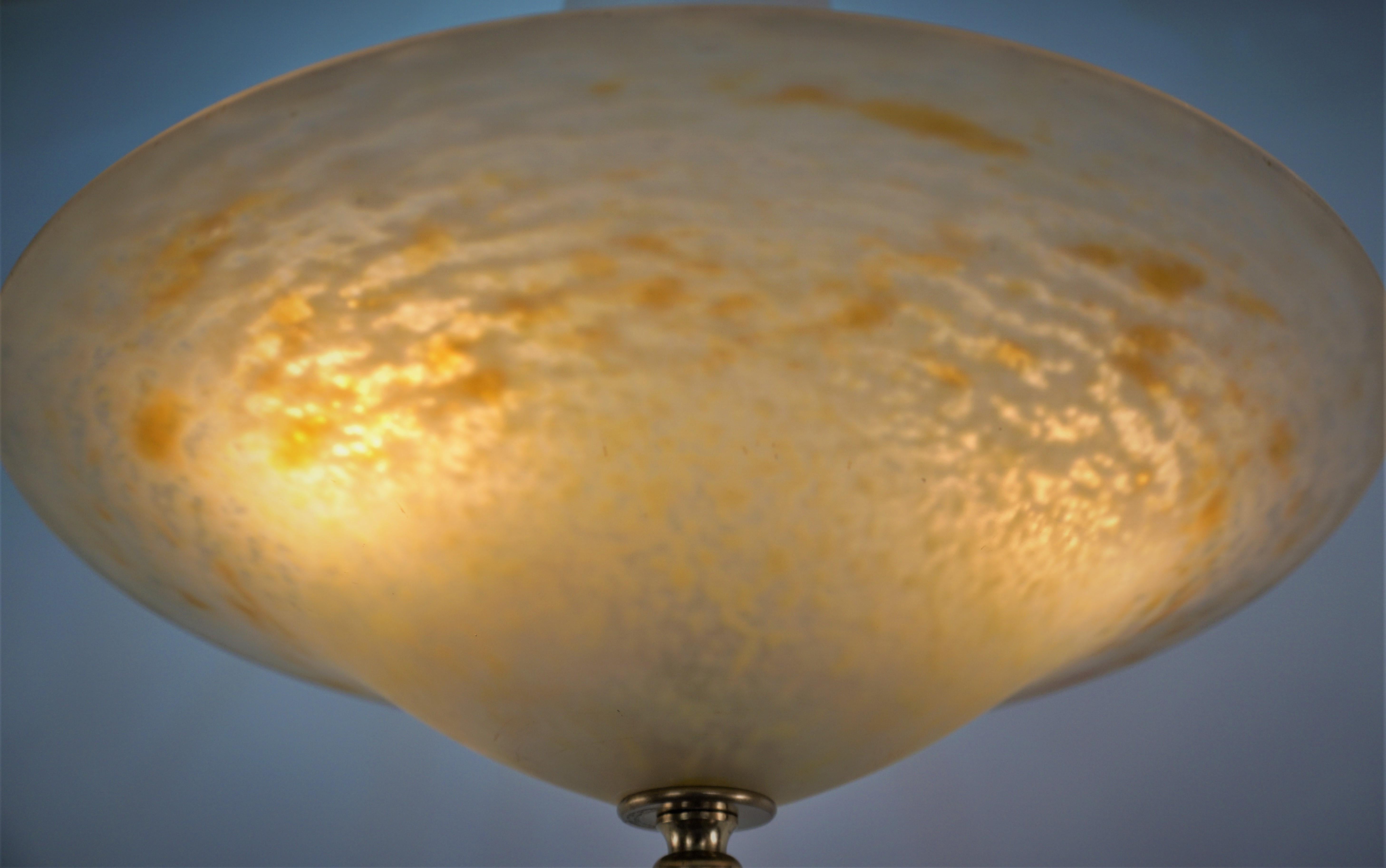 Early 20th Century Charles Schneider Semi Flush mount chandelier