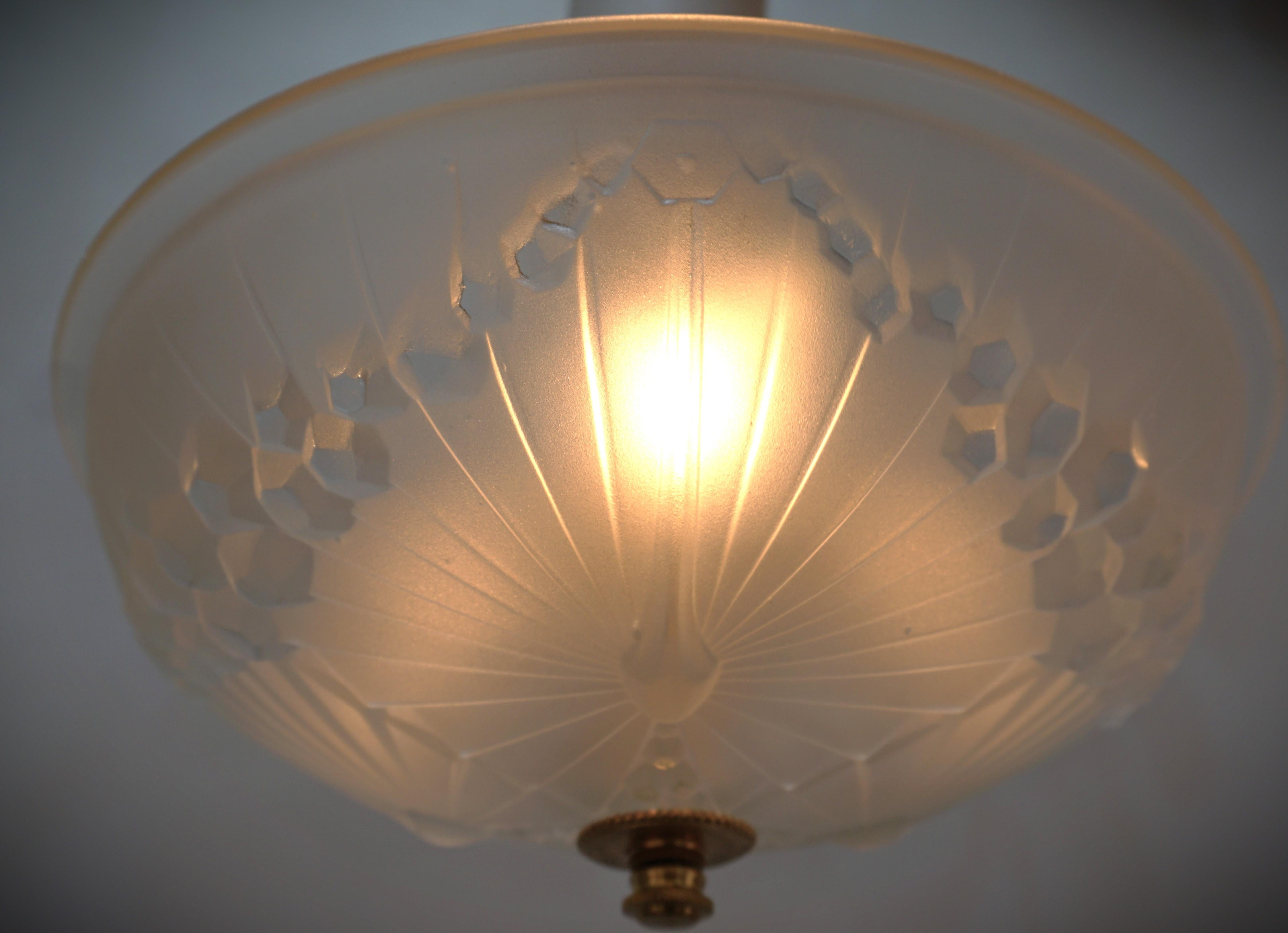 Early 20th Century Charles Schneider Semi Flush Mount Chandelier