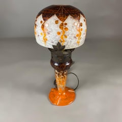 Charles Schneider Verre de France Art Nouveau Rubaniers Cameo Glass Table Lamp