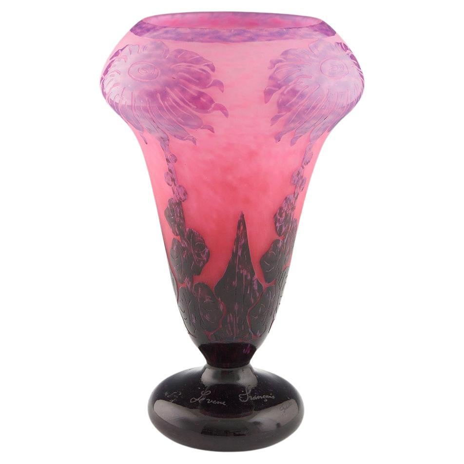  Charles Schneider Verre Francais Dahlias Vase c1927 For Sale