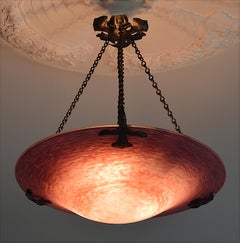 Charles Schneider Wide Art Deco Pendant Chandelier, France, 1924-1928