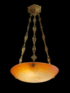 Charles Schneider, Lustre à large pendentif Art Déco français, 1920