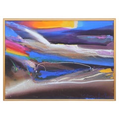 Abstract Jewel-Tone Color Field Landscape Painting