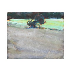 "Field Near Ingram" Peinture de paysage abstrait vert:: bleu:: rouge et gris