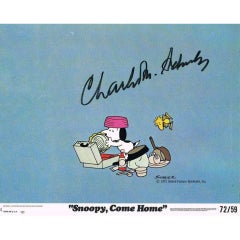 Vintage Charles Schulz genuine autograph on Snoopy, Come Home lobby card