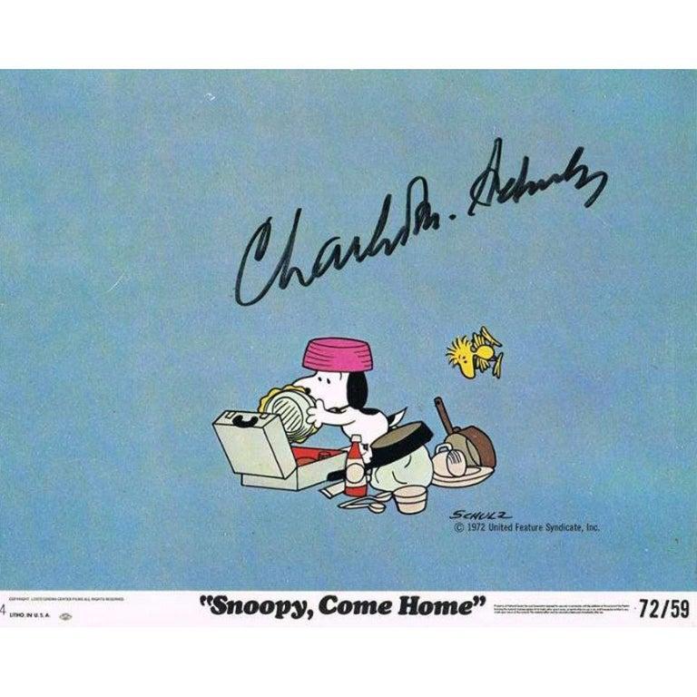 American Charles Schulz genuine autograph on Snoopy, Come Home lobby card