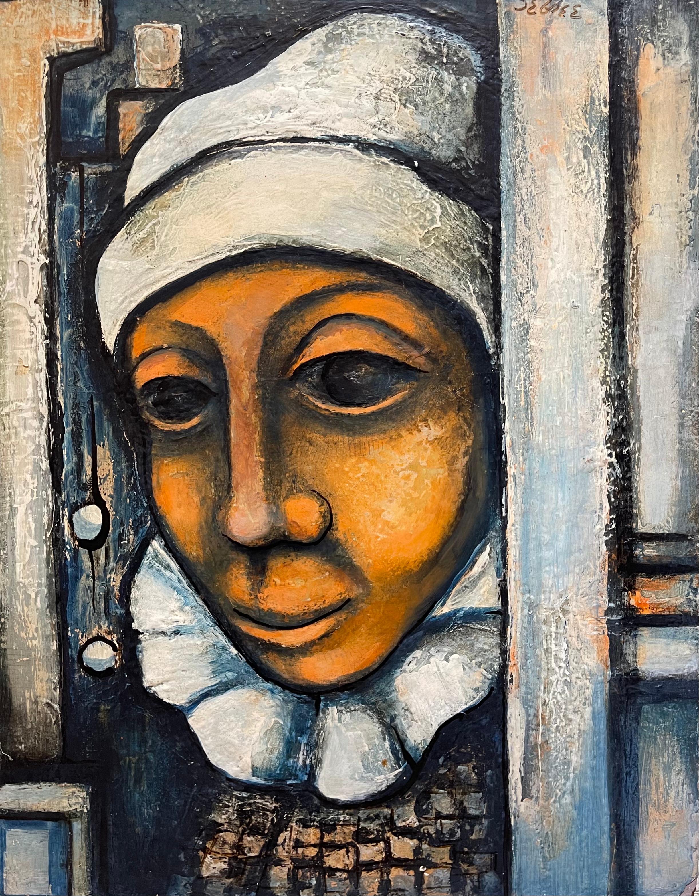 Raffinato dipinto ad olio modernista AFRICANO AMERICANO Arlecchino Artista del Chicago Institute - Painting American Modern di Charles sebree