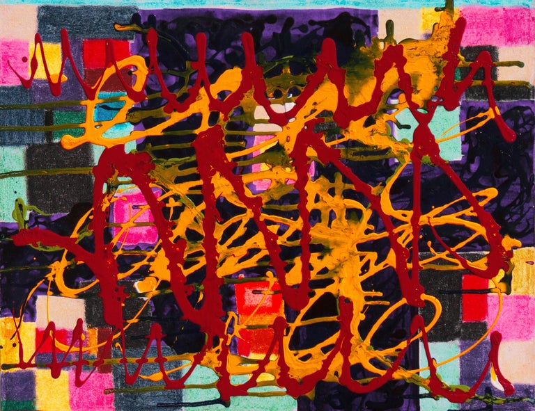 Charles Seligman - 'Action Abstract in Saffron and Ruby', Texas Artist
