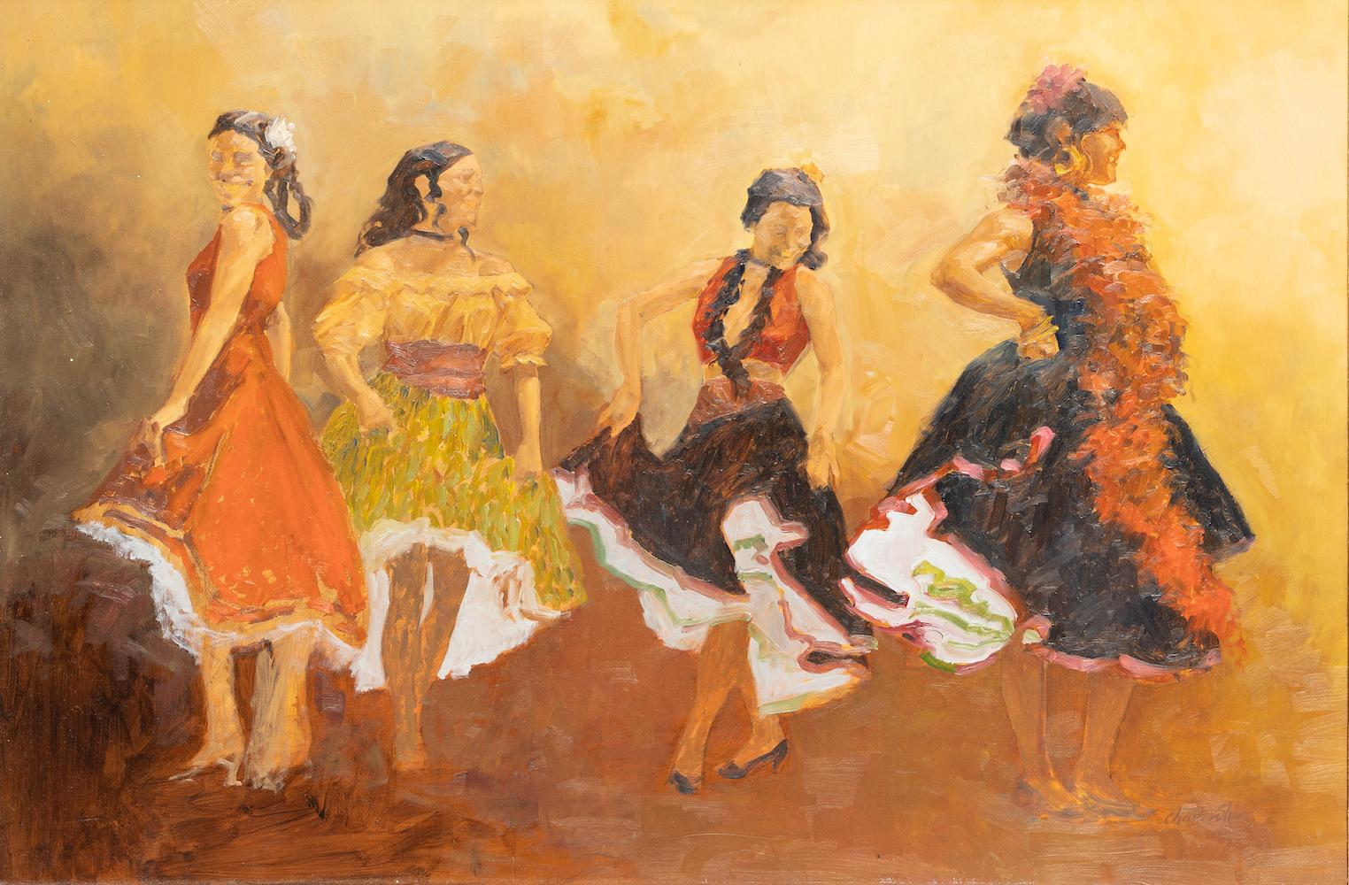 Charles Shaw Figurative Painting – Tanzende Señoritas 