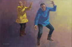 "One Fish, Two Fish" Illustrative Surrealist Painting of Man and Woman Dancing