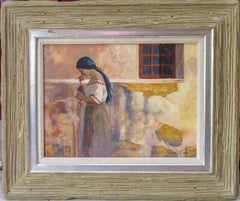 "The Rose" Nostalgic Oil Painting Portrait of Native American Woman with Flower
