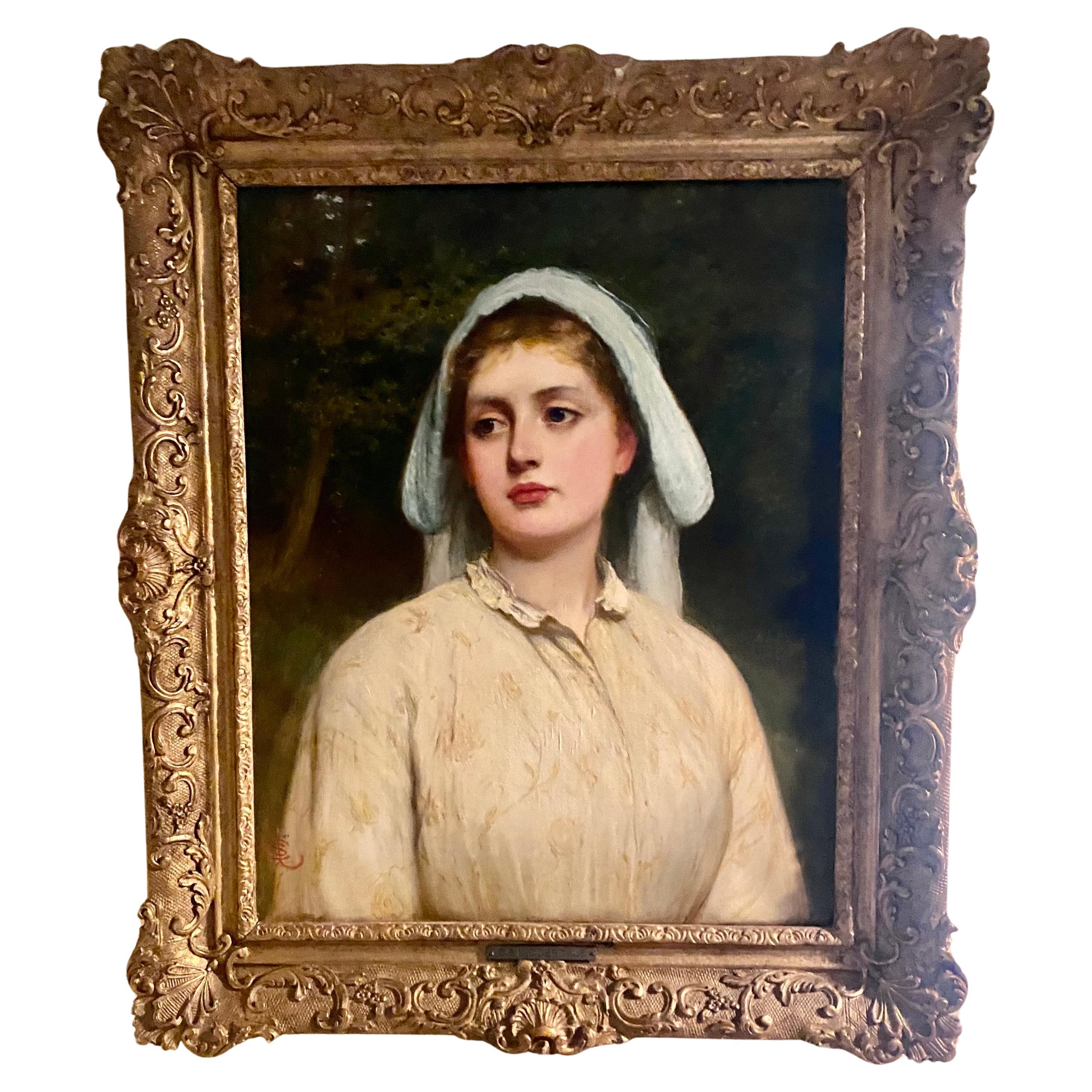 Charles Sillem Lidderdale (1830-1895) RBA. Young Girl Portrait For Sale 5