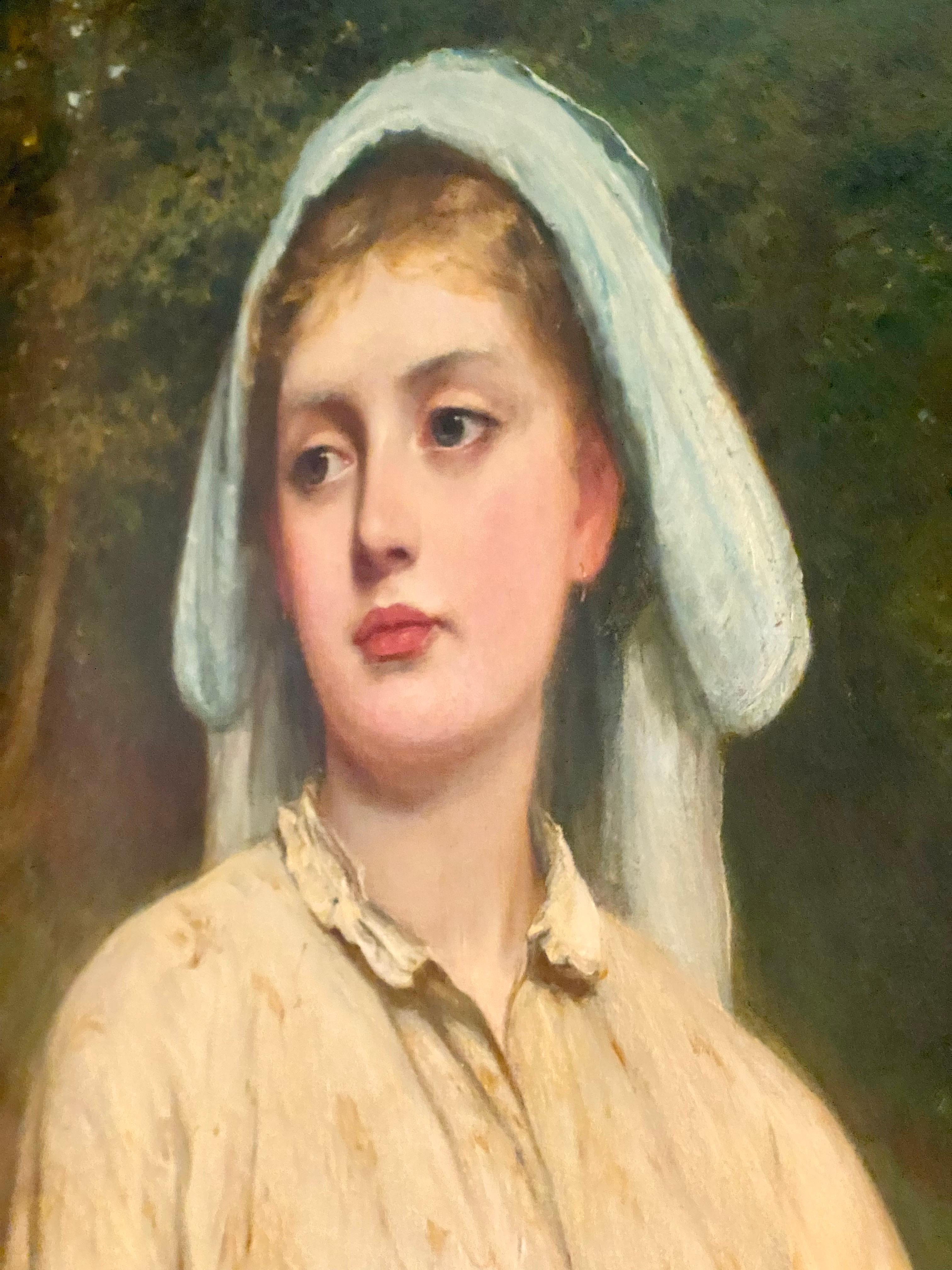 Victorian Charles Sillem Lidderdale (1830-1895) RBA. Young Girl Portrait For Sale