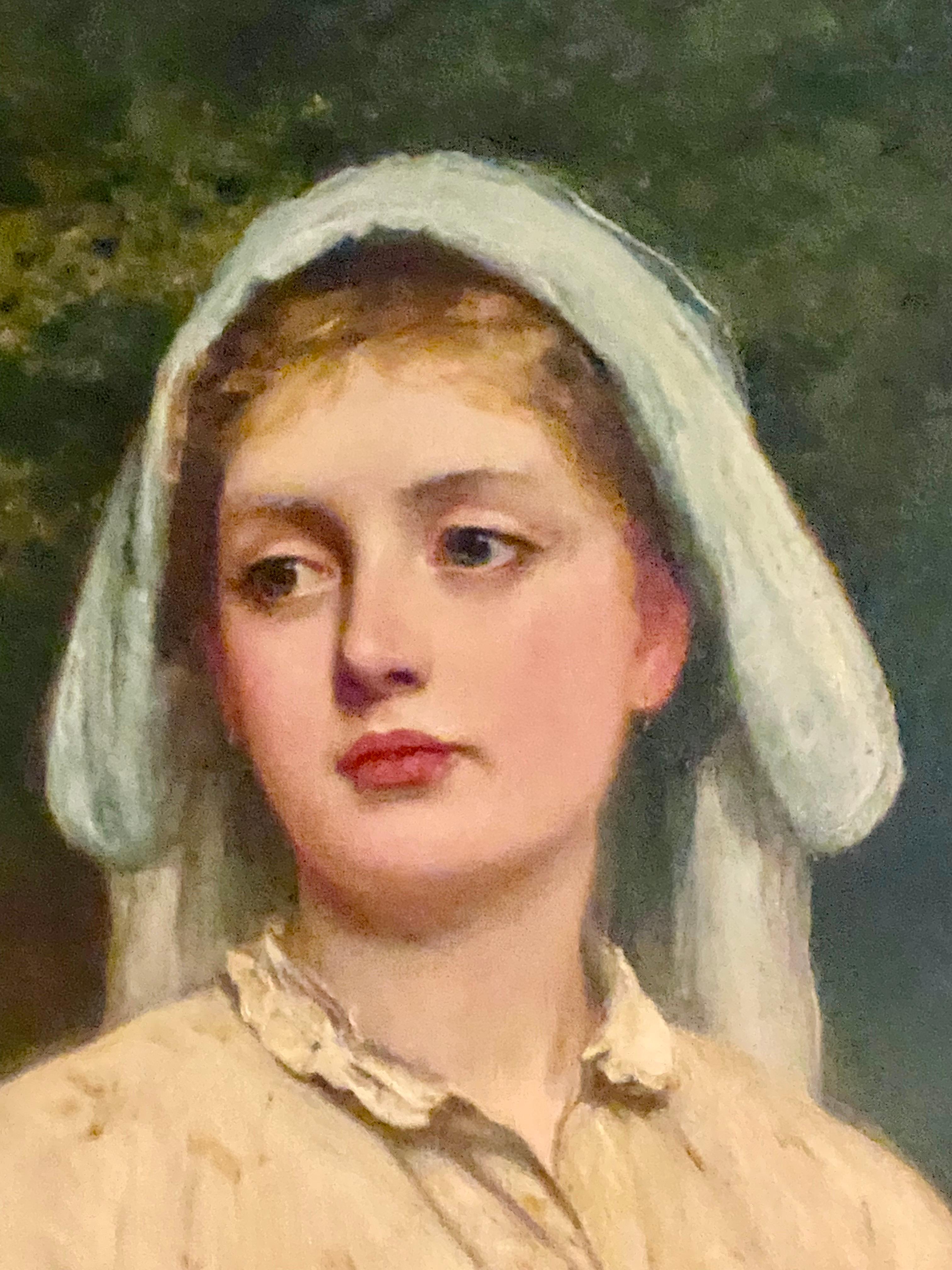 British Charles Sillem Lidderdale (1830-1895) RBA. Young Girl Portrait For Sale