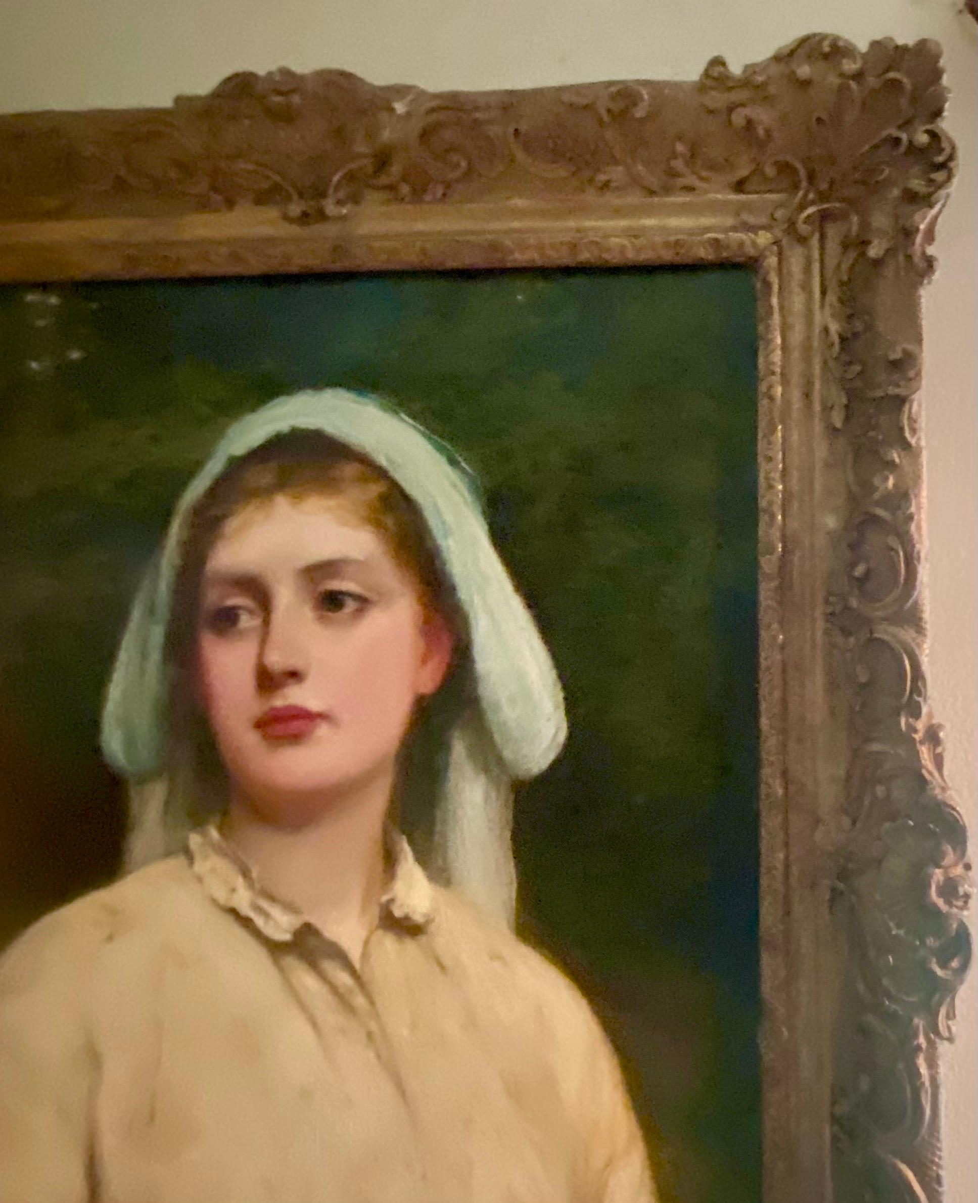 Canvas Charles Sillem Lidderdale (1830-1895) RBA. Young Girl Portrait For Sale