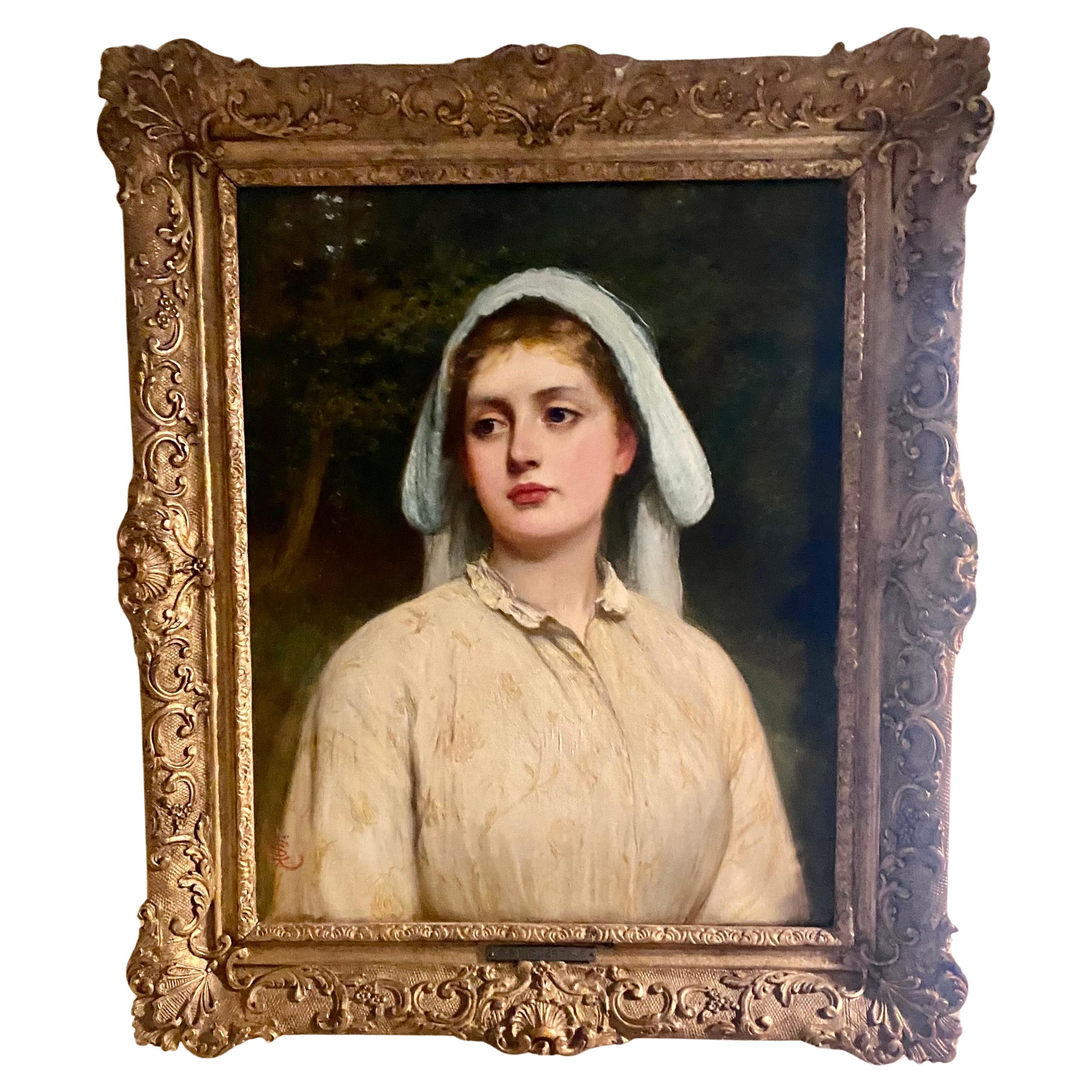 Charles Sillem Lidderdale (1830-1895) RBA. Ritratto di ragazza