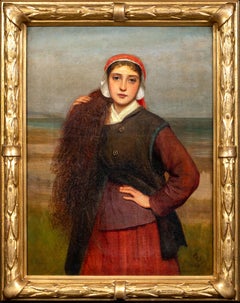 Portrait d'une jeune fille qui ramène les filets, 19e siècle