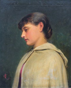 Antique Portrait Of A Girl Wearing White Cloak, 19th Century