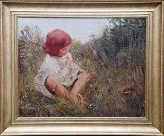Portrait of Alan Sims with Bird Nest - British Edwardian art oil painting
