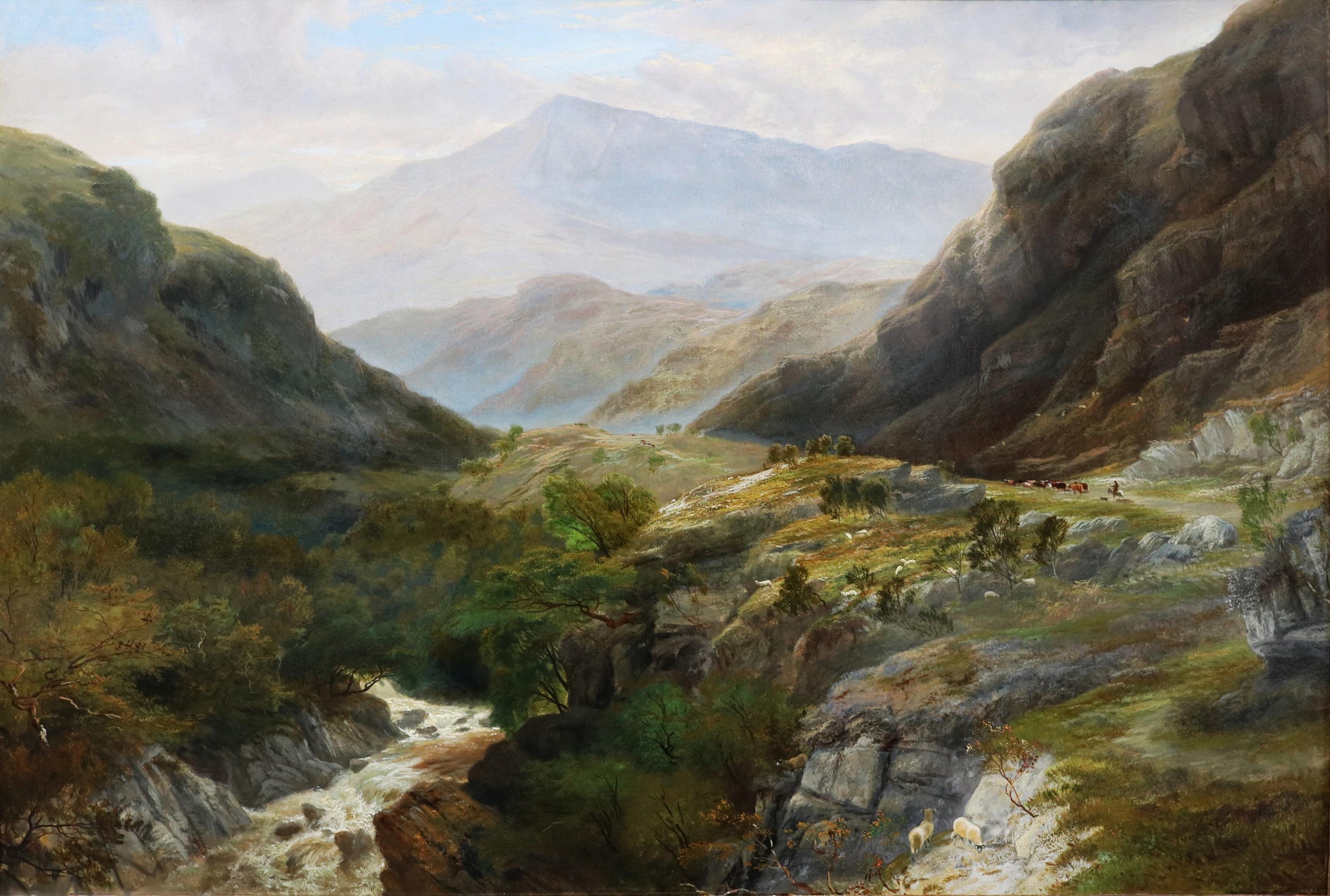 En el Conwy - Exposición de óleos del siglo XIX RBA Paisaje del norte de Gales - Landscape Painting Marrón de Charles Smith