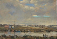 Charles Smith FRSA (1913-2003) - 1971 Oil, River Landscape with Sailing Boats