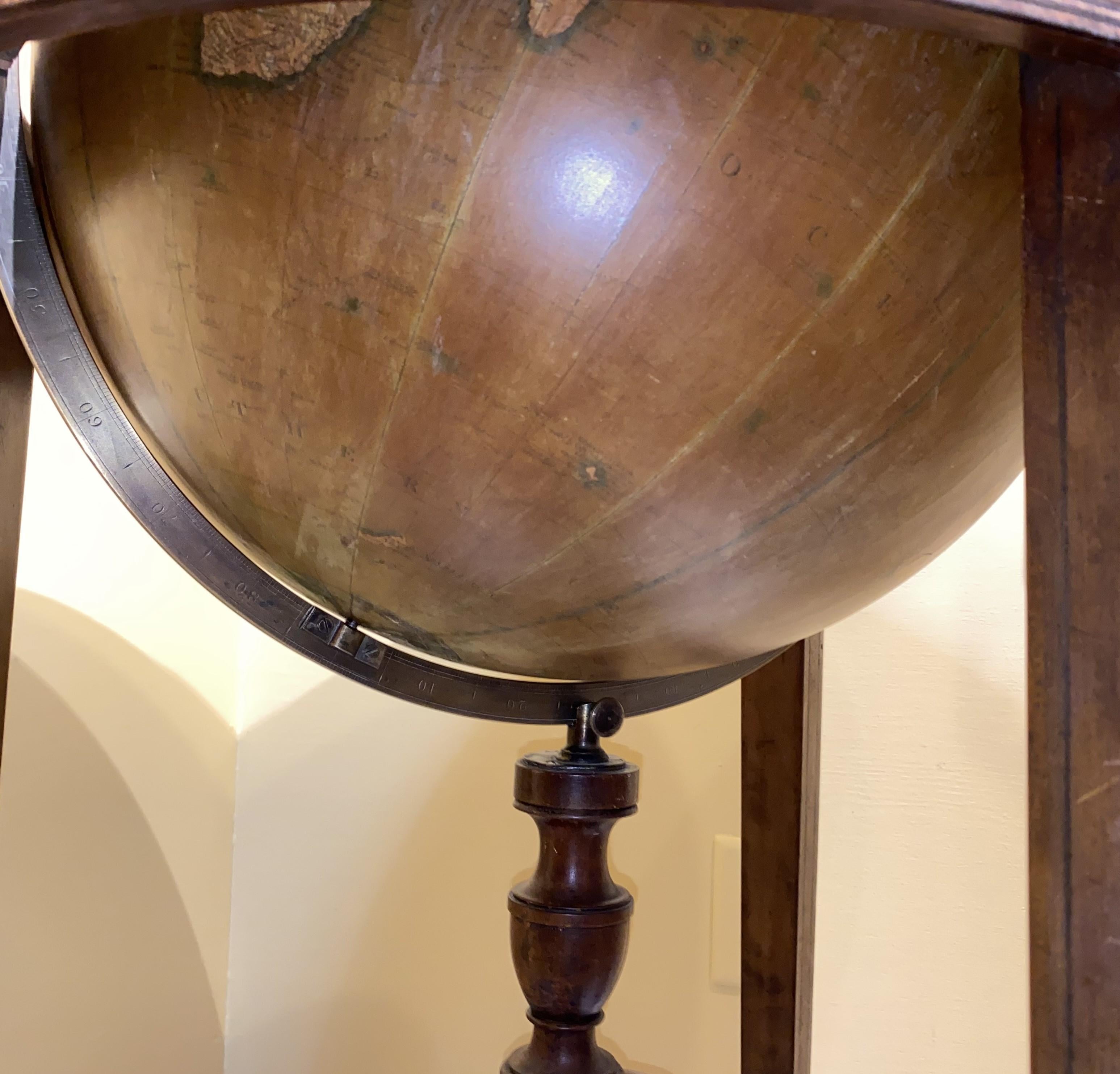 Charles Smith & Son 18 Inch Terrestrial Globe on Stand w/ Compass circa 1845-48 For Sale 2