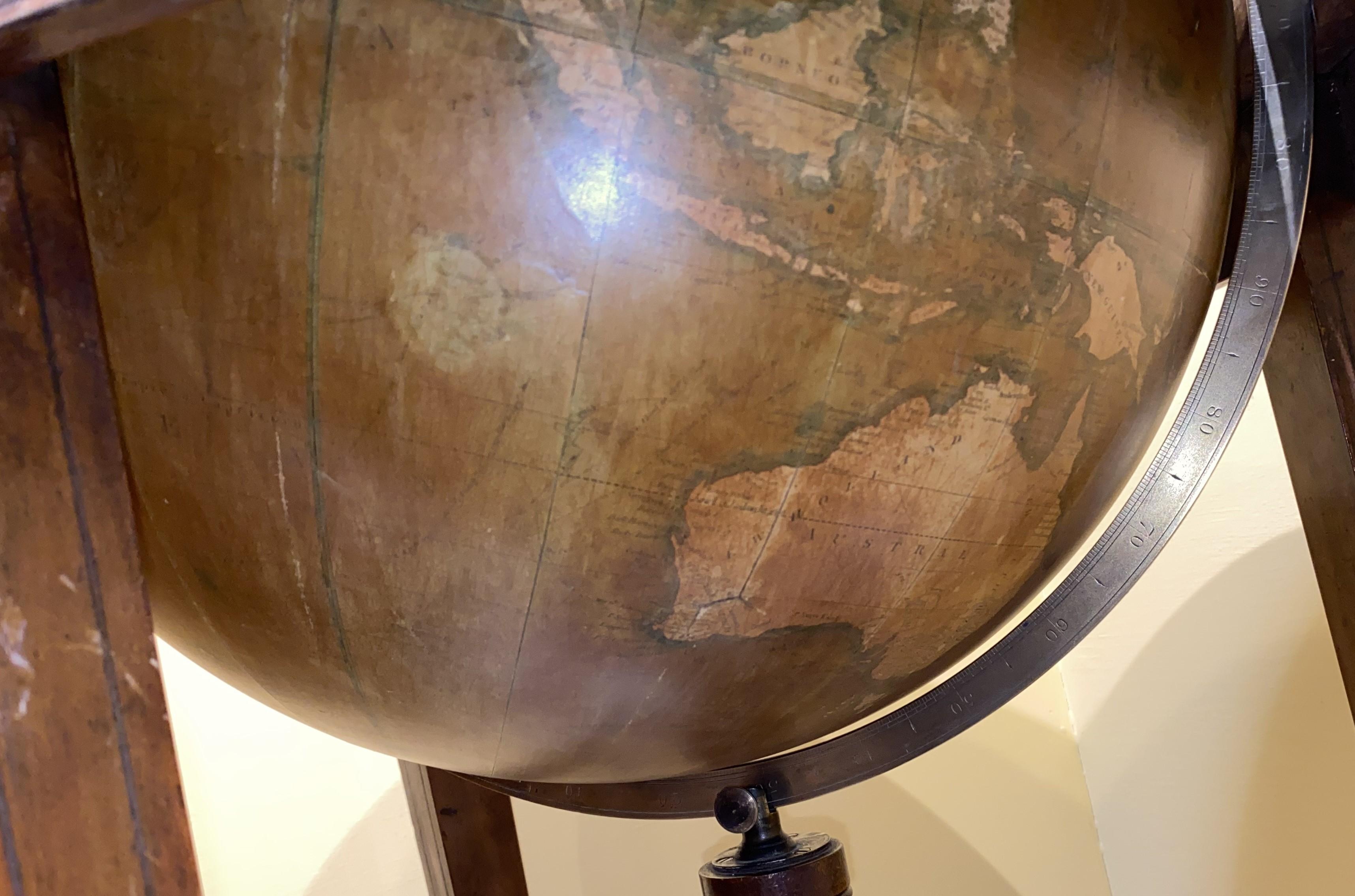 Charles Smith & Son 18 Inch Terrestrial Globe on Stand w/ Compass circa 1845-48 For Sale 3
