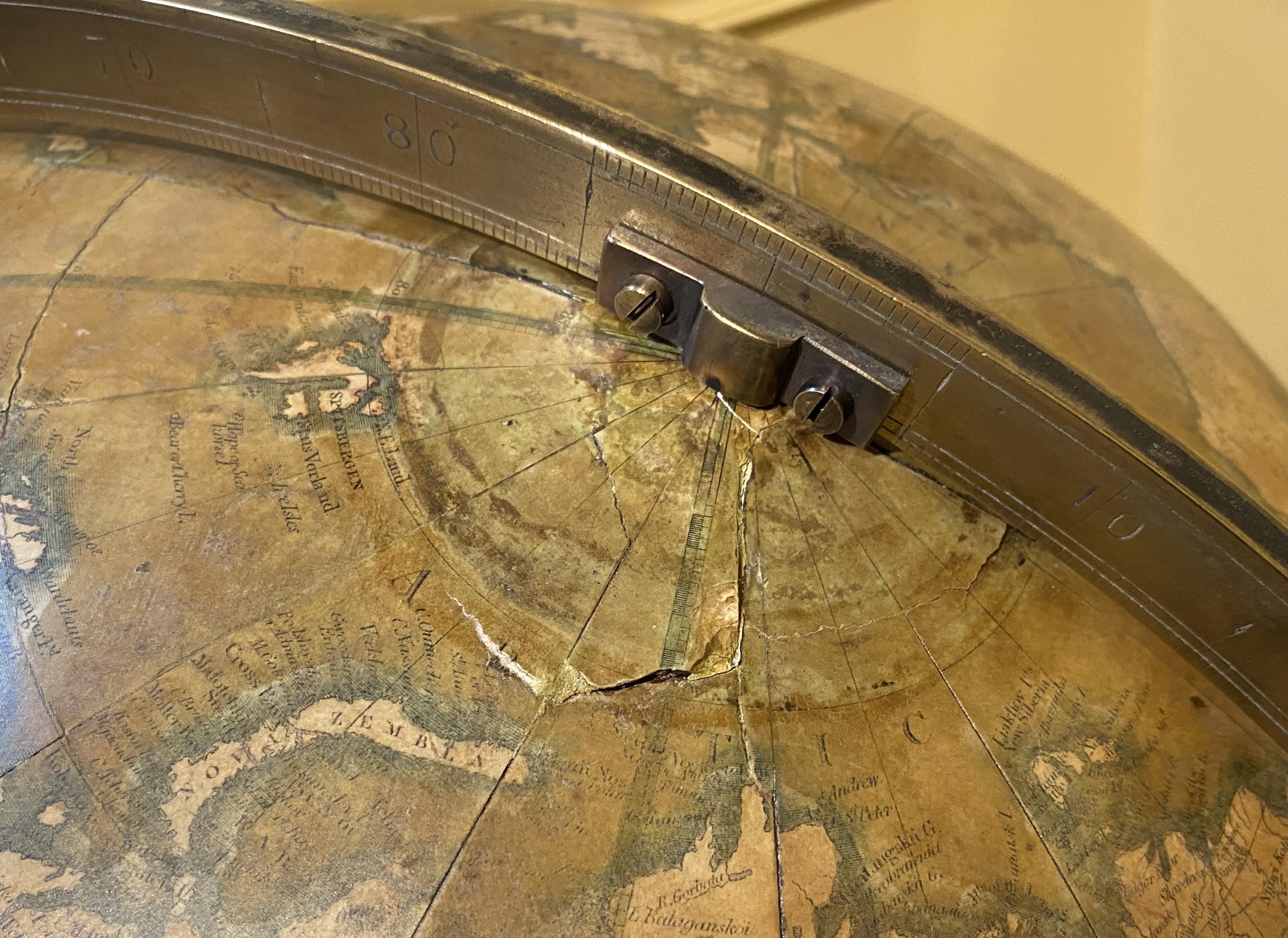 Charles Smith & Son 18 Inch Terrestrial Globe on Stand w/ Compass circa 1845-48 For Sale 6