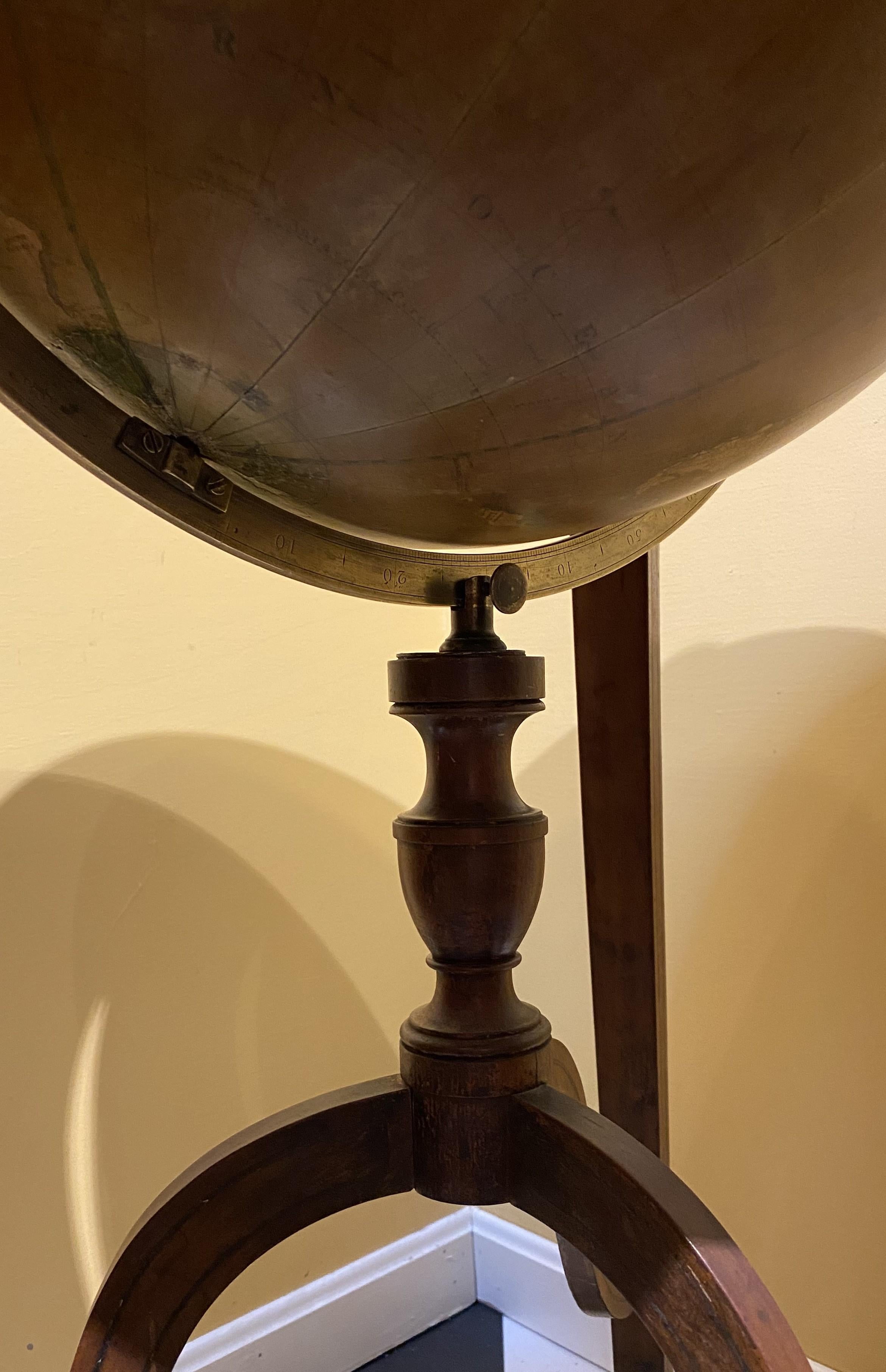 Charles Smith & Son 18 Inch Terrestrial Globe on Stand w/ Compass circa 1845-48 For Sale 9