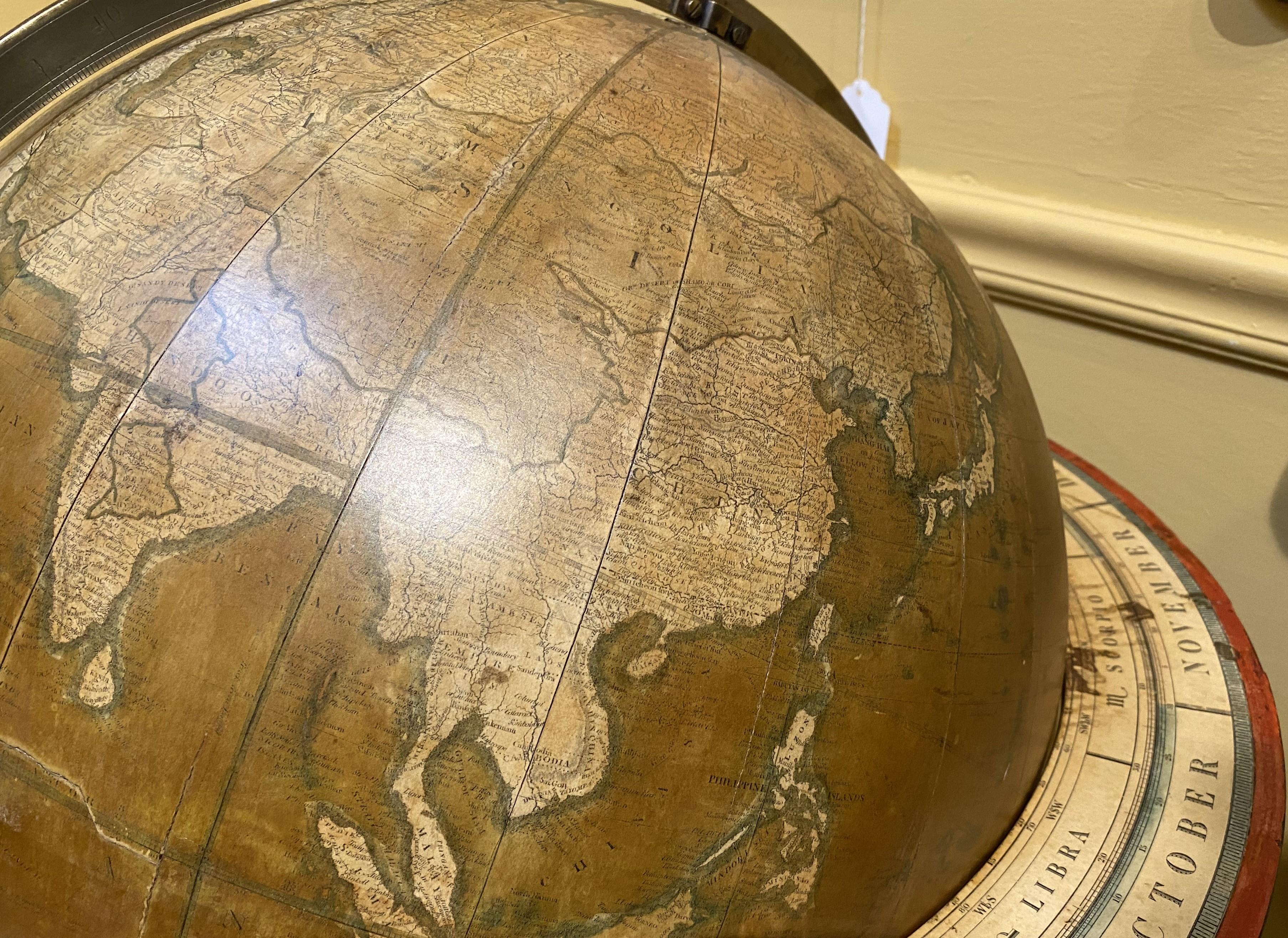 Charles Smith & Son 18 Inch Terrestrial Globe on Stand w/ Compass circa 1845-48 For Sale 11