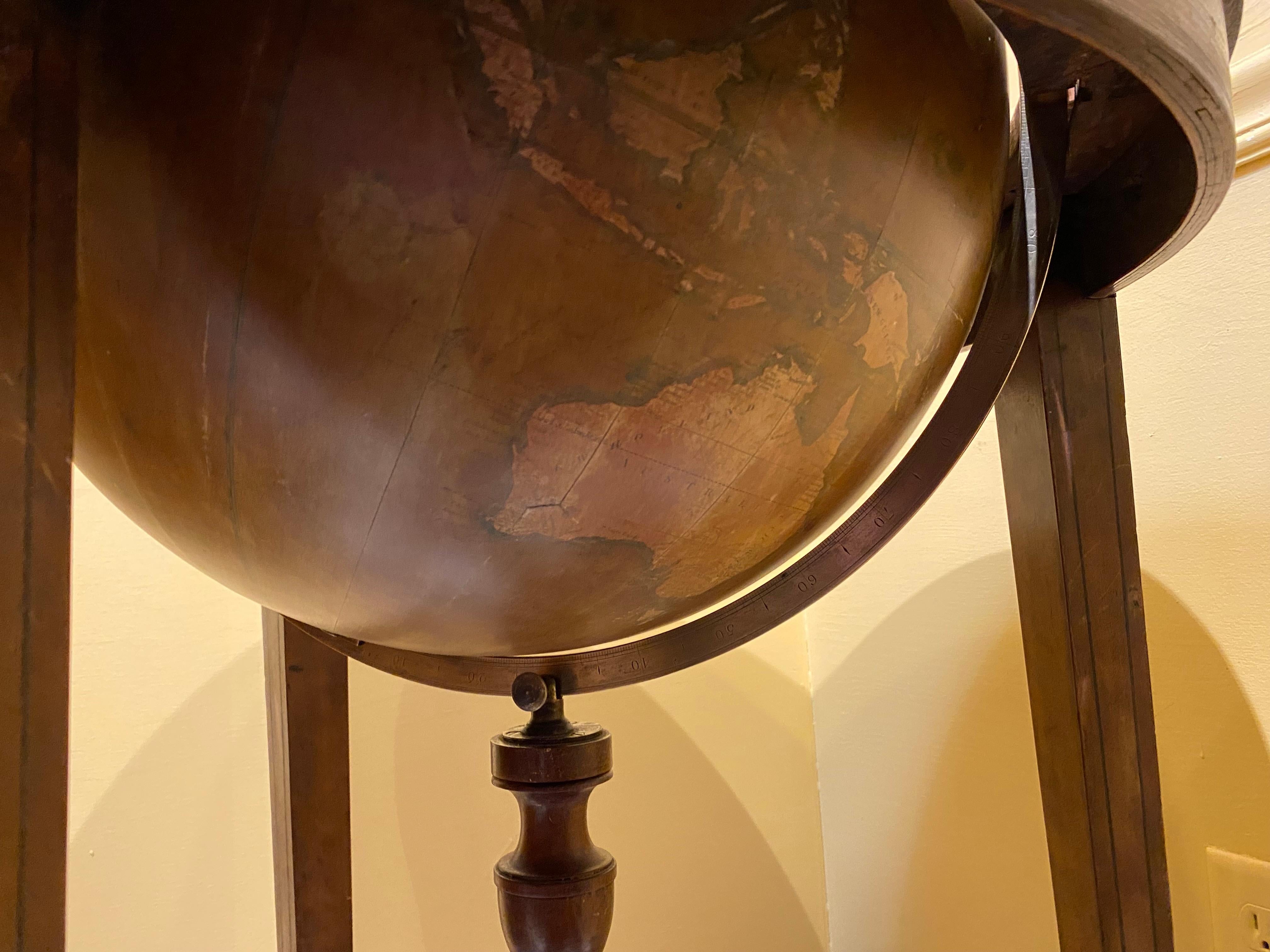 Charles Smith & Son 18 Inch Terrestrial Globe on Stand w/ Compass circa 1845-48 For Sale 1