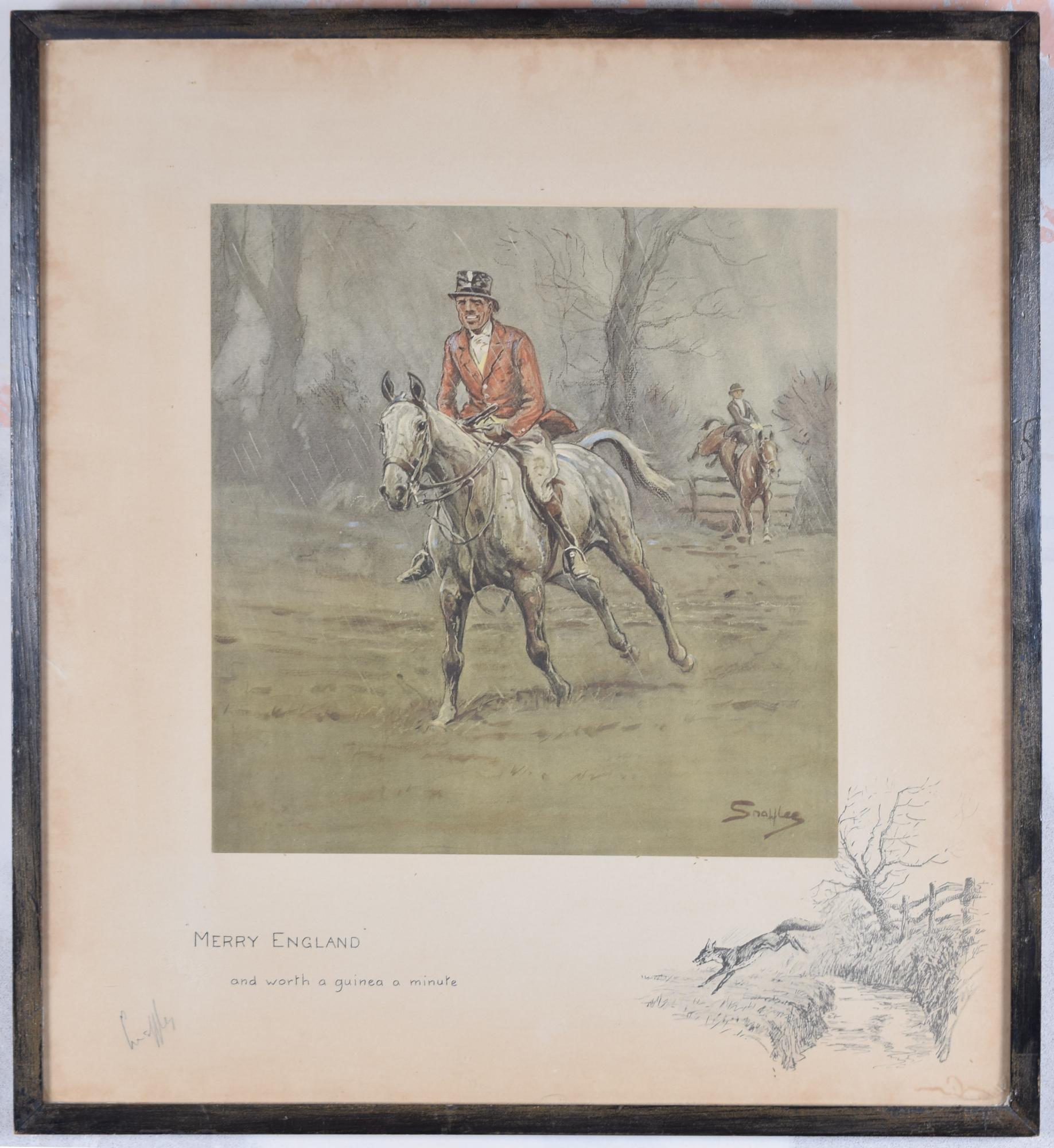 Landscape Print Charles "Snaffles" Johnson Payne - Impression de chasse au renard « Merry England and worth a guinea a minute » de Snaffles