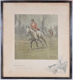 Vintage 'Merry England and worth a guinea a minute' fox hunting print by Snaffles