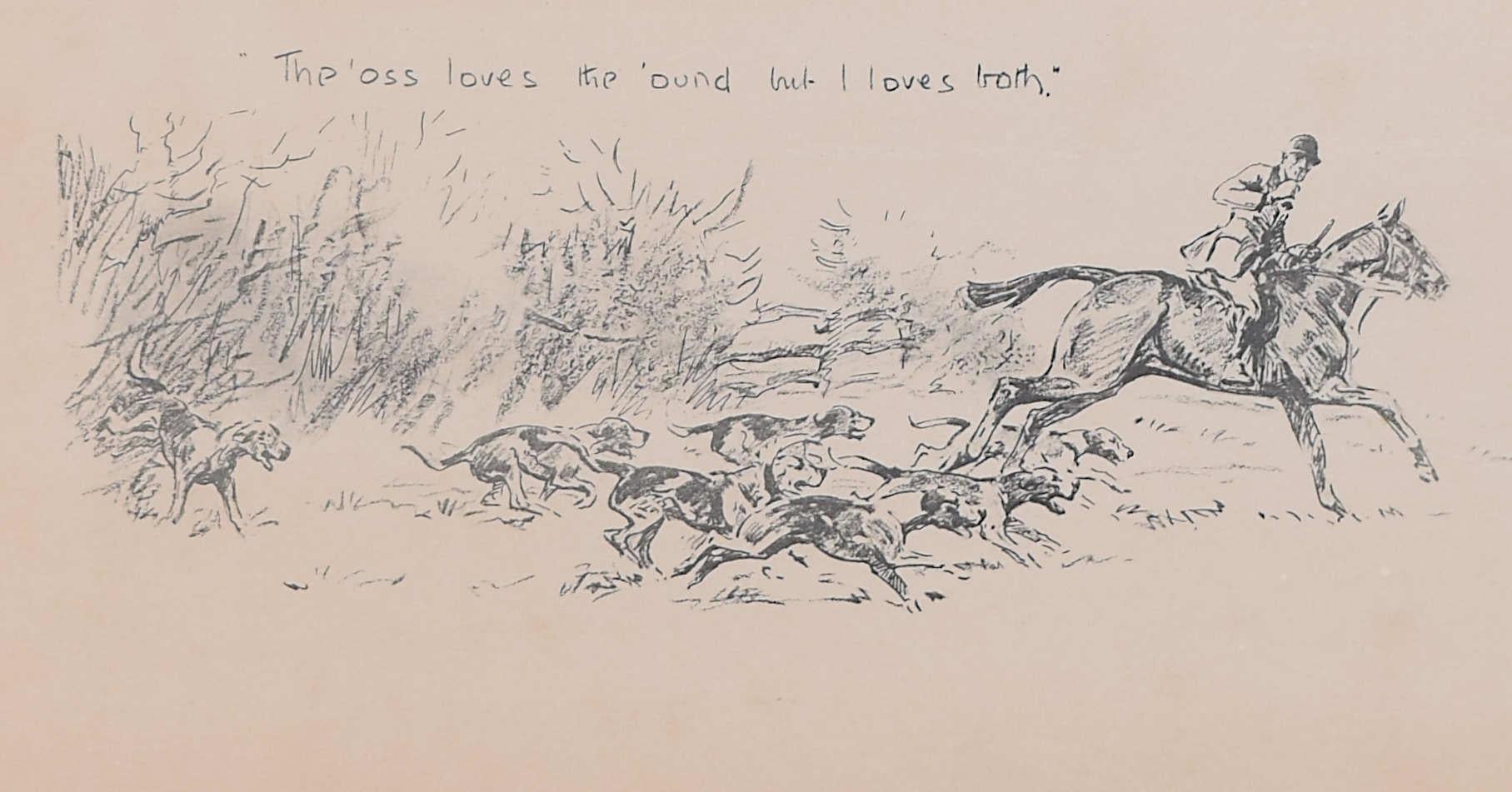 Snaffles : Lithographie signée « The Huntsman » : « Le chien aime le chasseur » - Print de Charles 