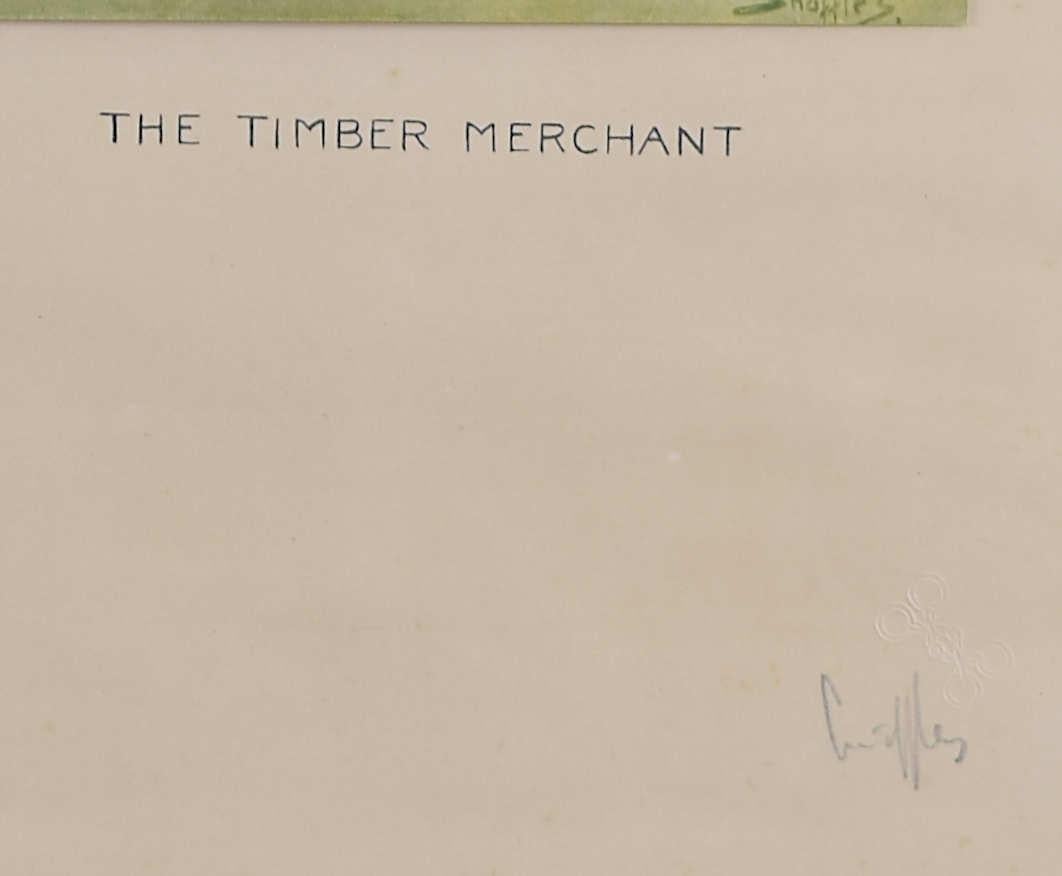 Snaffles : The Timber Merchant, lithographie des années 1930 signée au crayon - Print de Charles 