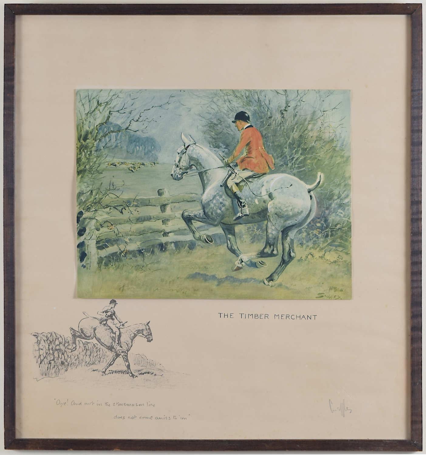 Snaffles : The Timber Merchant, lithographie des années 1930 signée au crayon