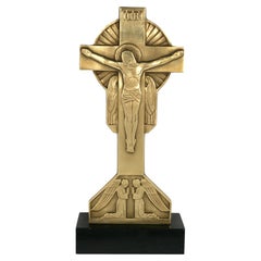 Charles SOUDANT French Art Deco Bronze Crucifix 1920