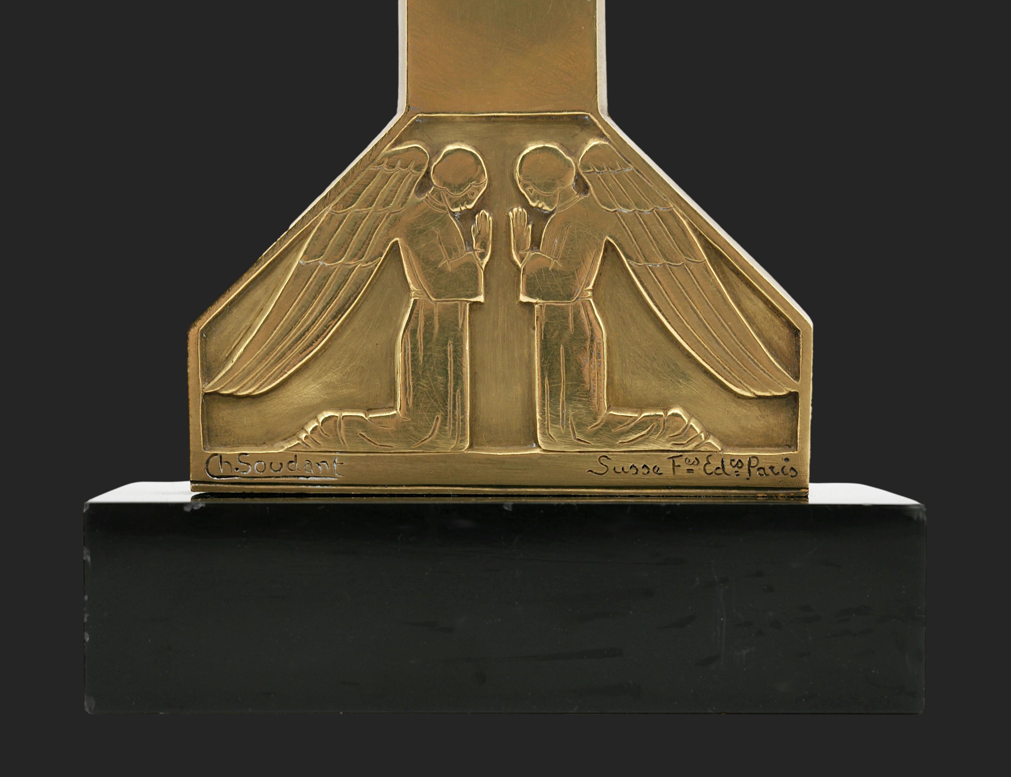 Charles SOUDANT French Art Deco Bronze Crucifix, 1930s For Sale 10