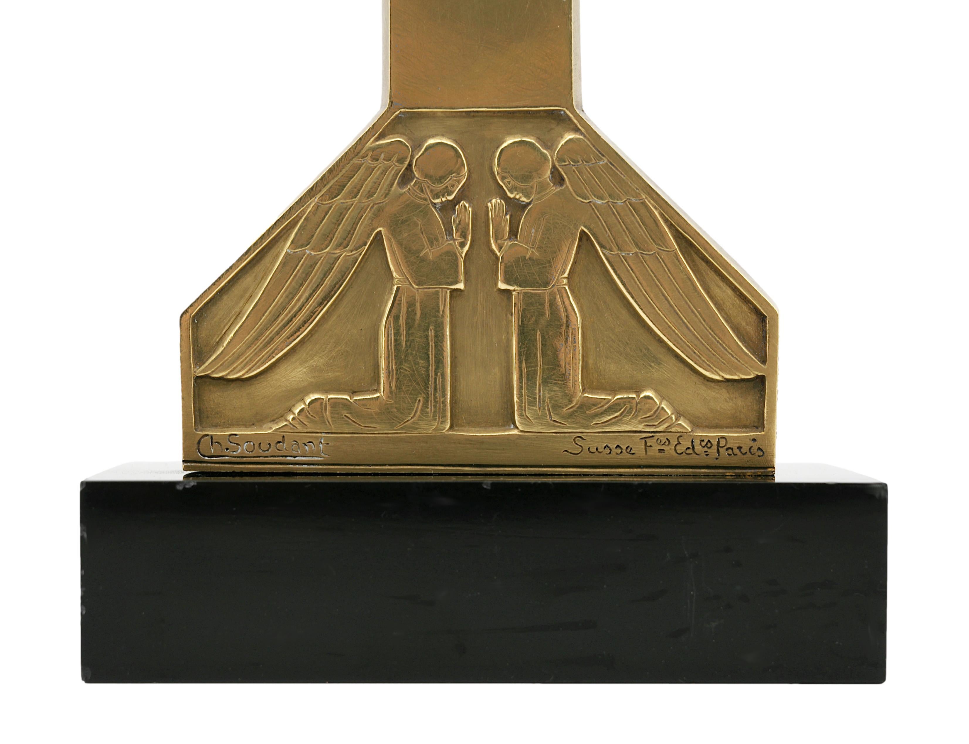 Charles SOUDANT French Art Deco Bronze Crucifix, 1930s For Sale 5
