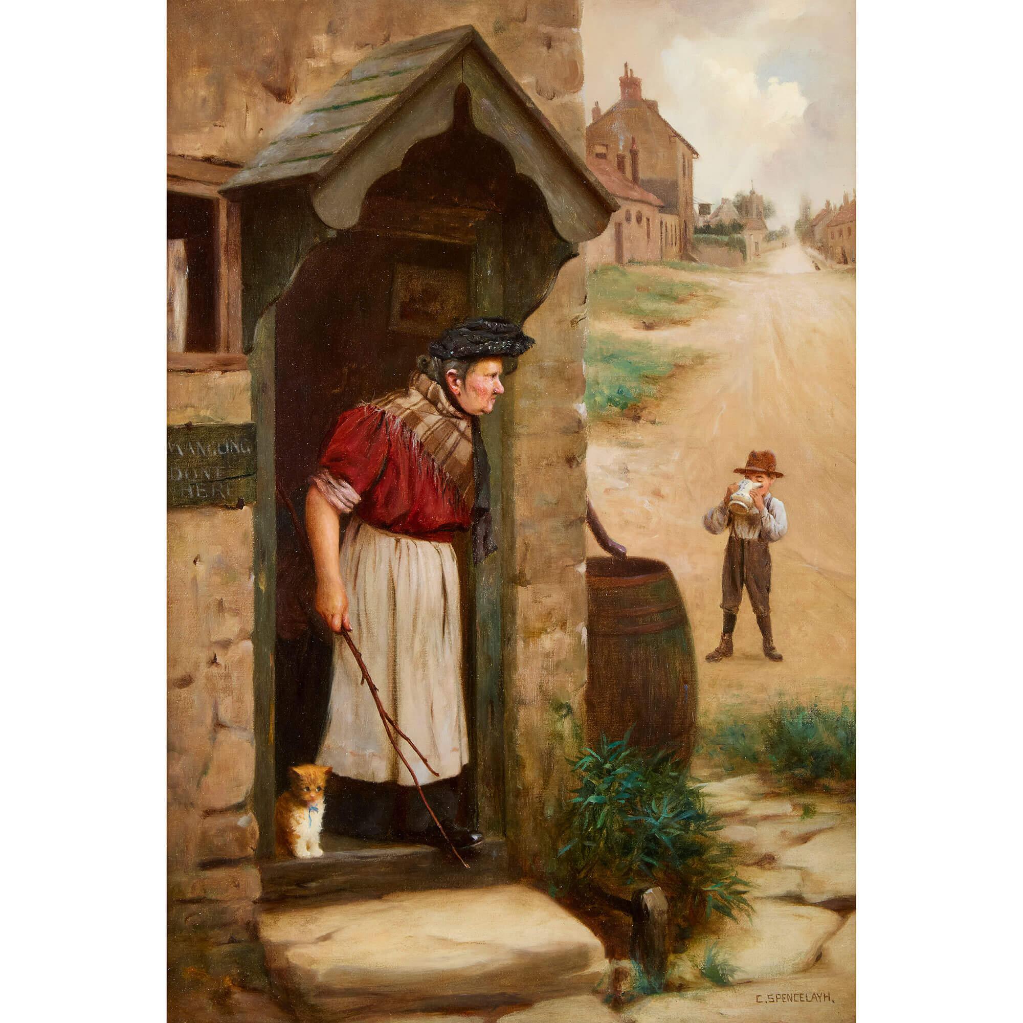 Große antike englische viktorianische figurative Ölgemälde Charles Spencelayh im Angebot 1