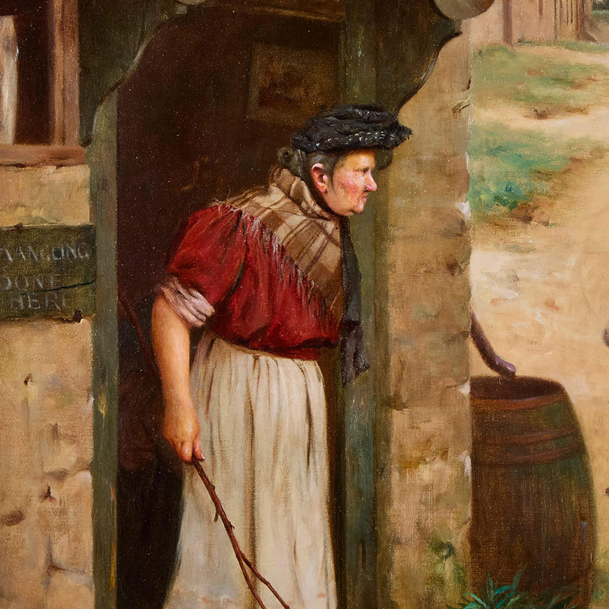 Große antike englische viktorianische figurative Ölgemälde Charles Spencelayh im Angebot 2