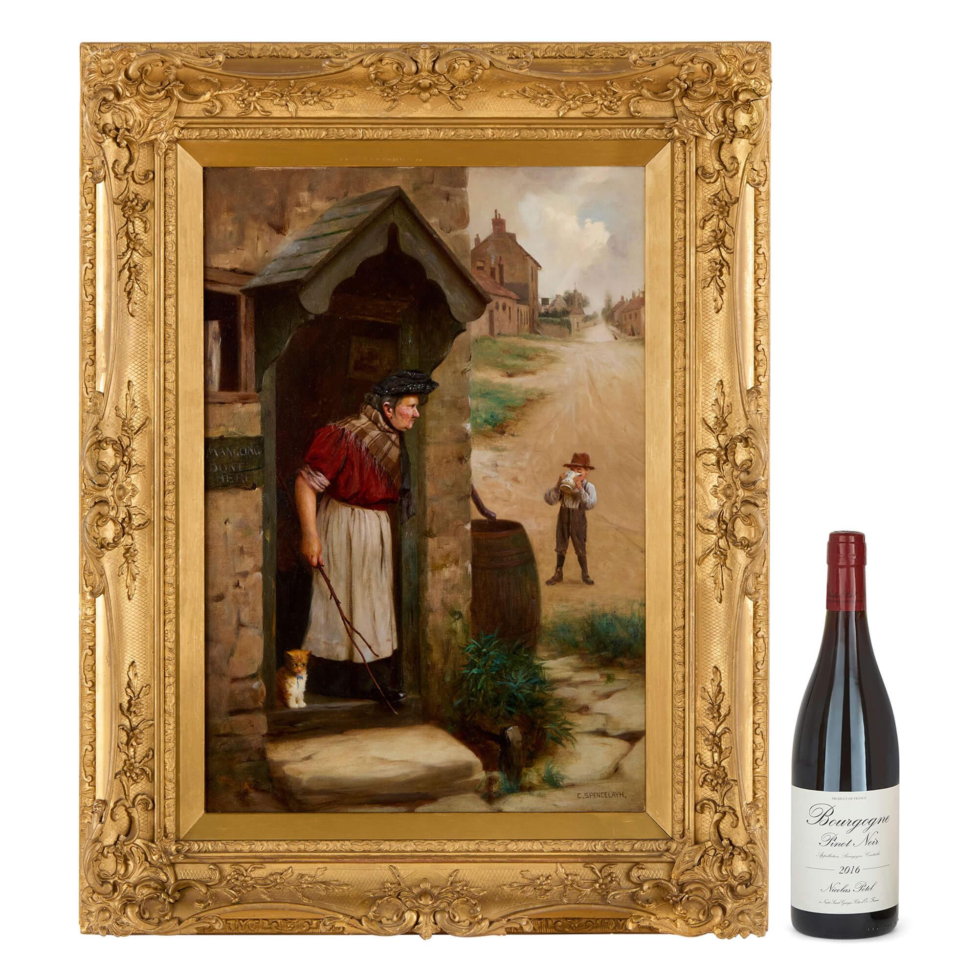 Große antike englische viktorianische figurative Ölgemälde Charles Spencelayh im Angebot 5