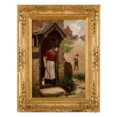 Large Antique English Victorian Figurative Oil Painting Charles Spencelayh