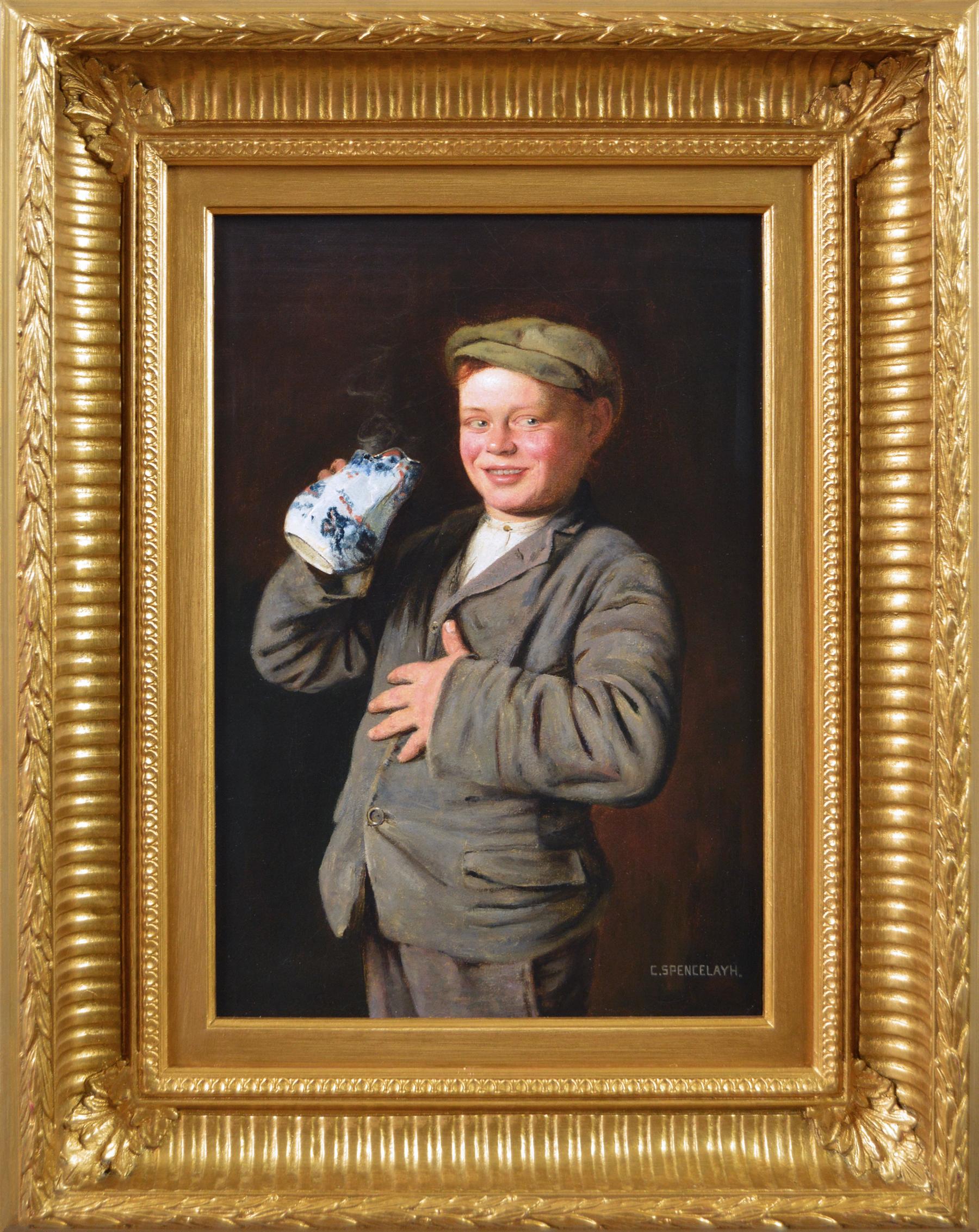 Charles Spencelayh Portrait Painting - Late 19th Century genre portrait oil painting of a boy 