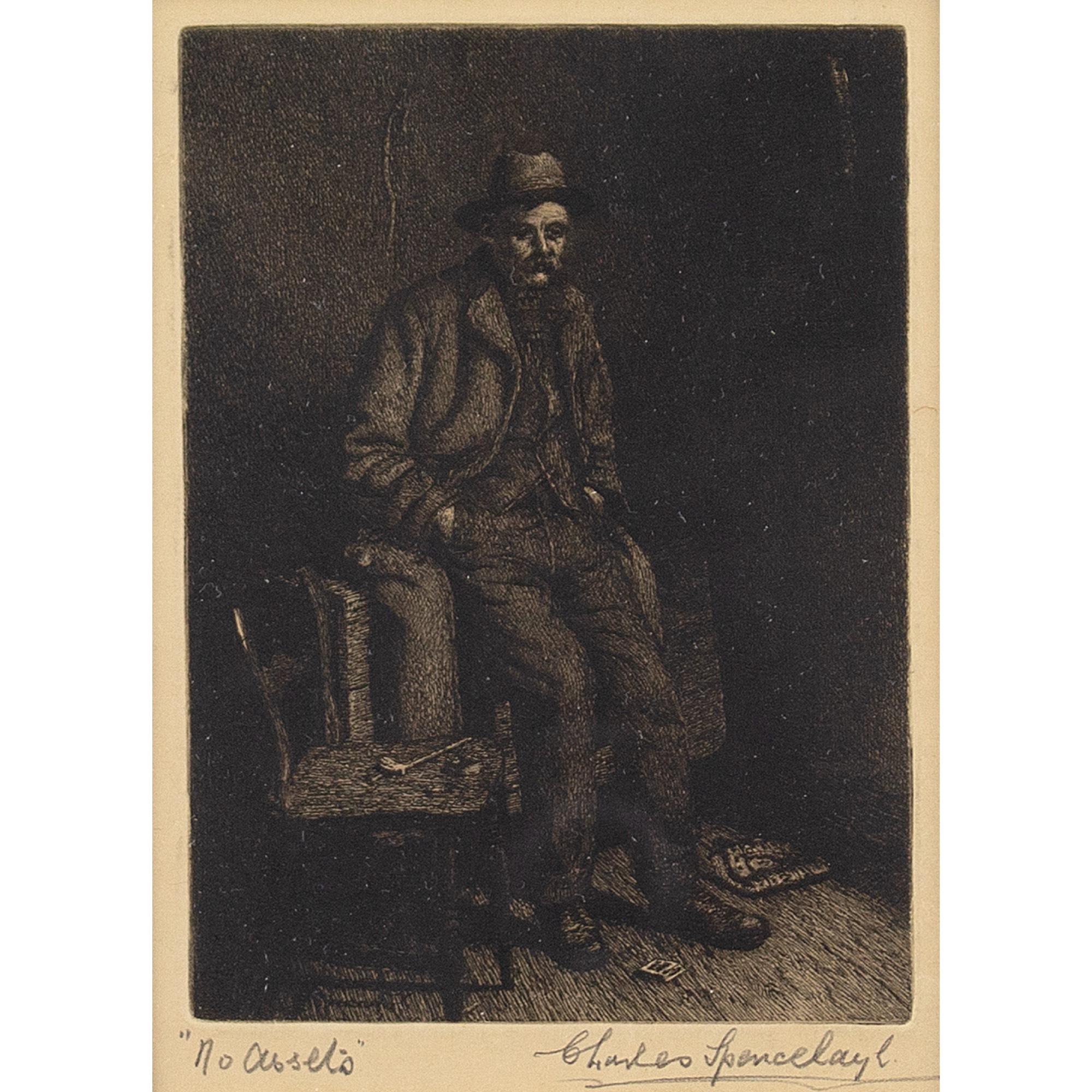 Charles Spencelayh, No Assets, Etching 1